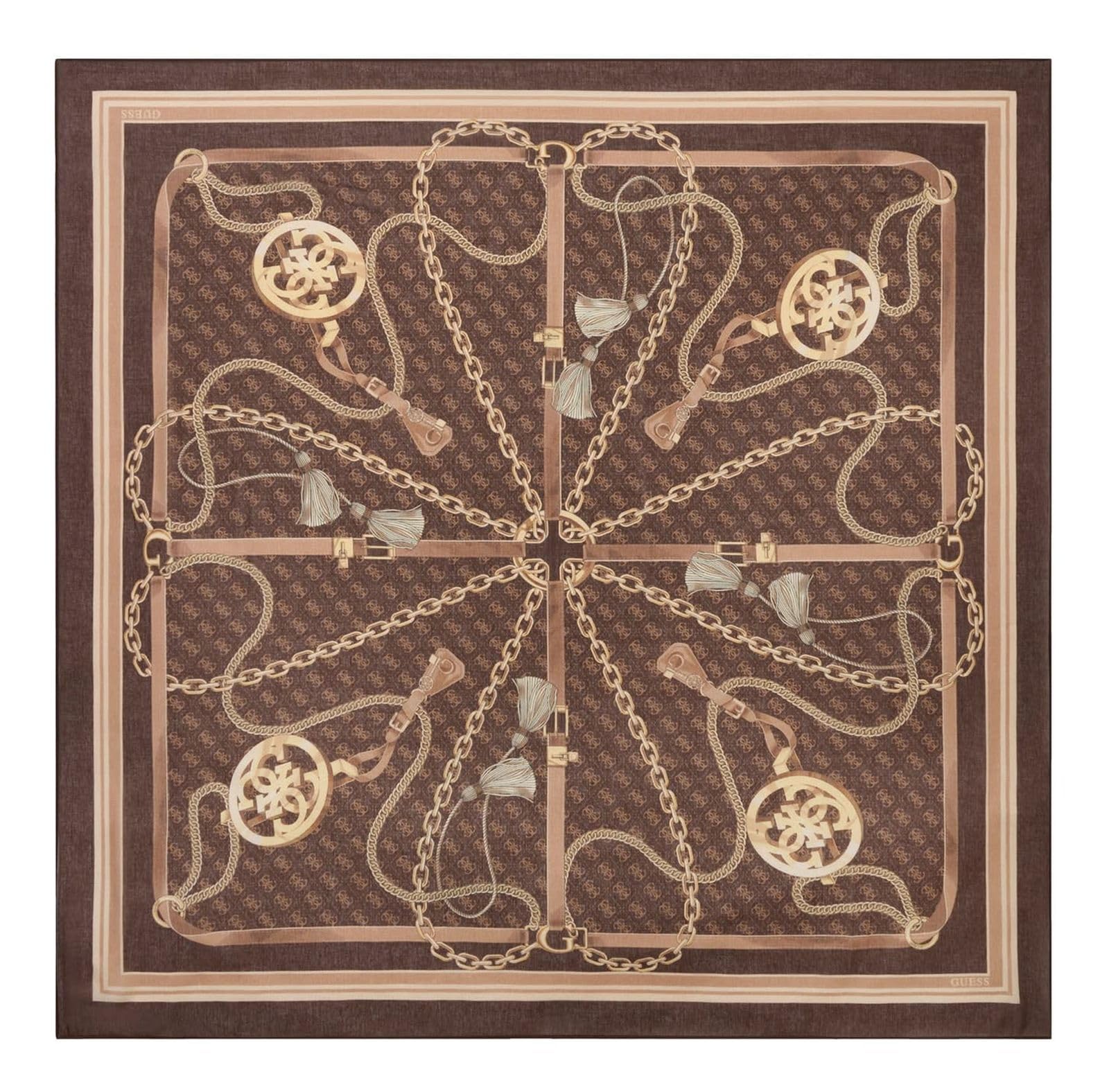 GUESS bufanda Printed Kefiah 120X120 Brown marrón oscuro