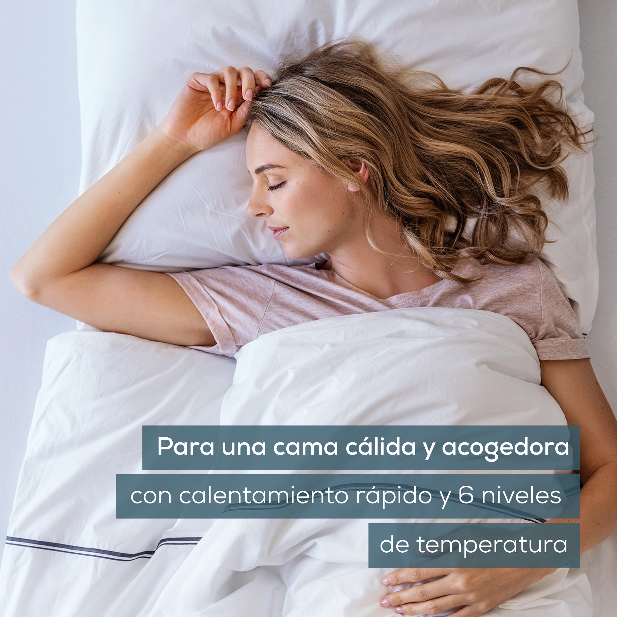 Beurer Colcha térmica UB 75 para cama, acogedora, con 6 niveles de temperatura y calentamiento rápido, manta eléctrica para cama lavable a máquina, blanca, 1 pieza (paquete de 1)