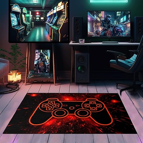 Miniatura 6 de Alfombras rojas con control de videojuegos para dormitorio, sala de estar, sala de estar, tapete rojo para el suelo, tapete para interiores,