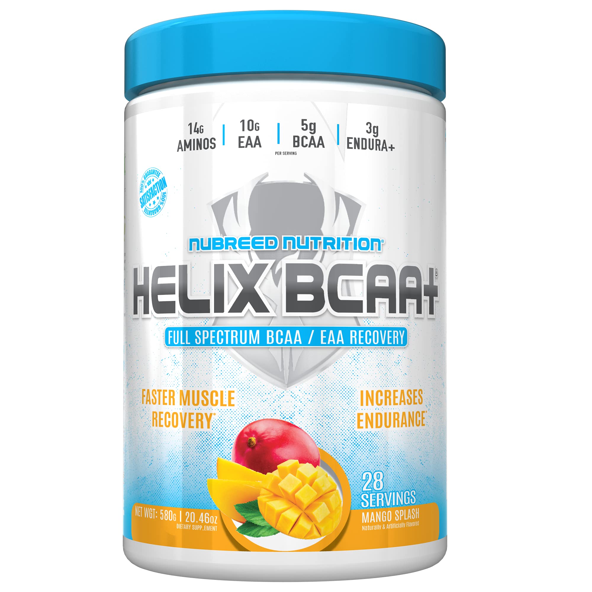 Nubreed Helix BCAA+ | Mango Splash | 10g BCAA/EAA | Full Spectrum Post Workout Amino Acid for Muscle Recovery | Plus Electrolytes for Hydration | Great for Men & Women | 28 Servings