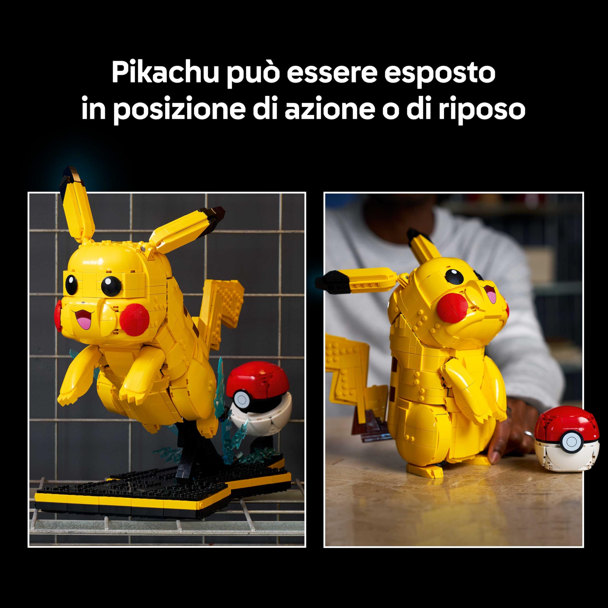 LEGO Pokémon Pikachu e Poké Ball - Kit di Modellismo per Adulti Tratto dall'Anime con Figura Snodabile ed Espositore - Decorazione Fai da Te per la Camera - Regalo per Gamer da Collezione - 72152