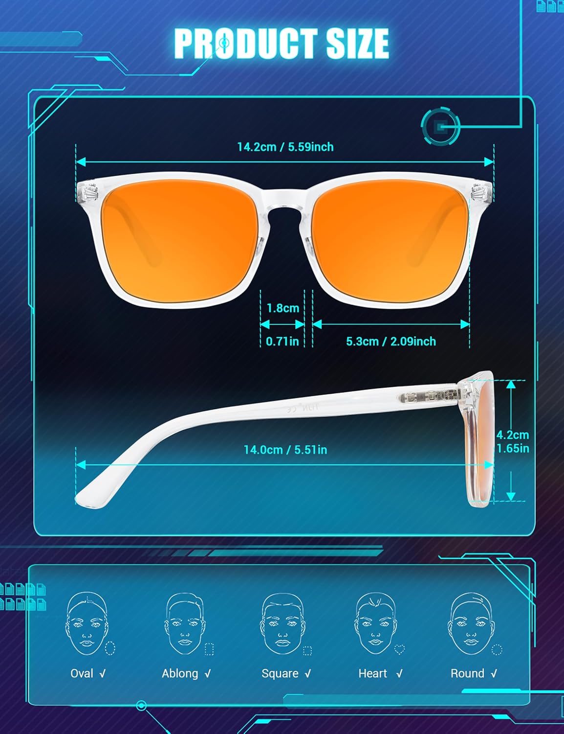 TIJN Blue Light Blocking Glasses Dual AR Coatings Amber Orange Lens for Computer Gaming - Image 7