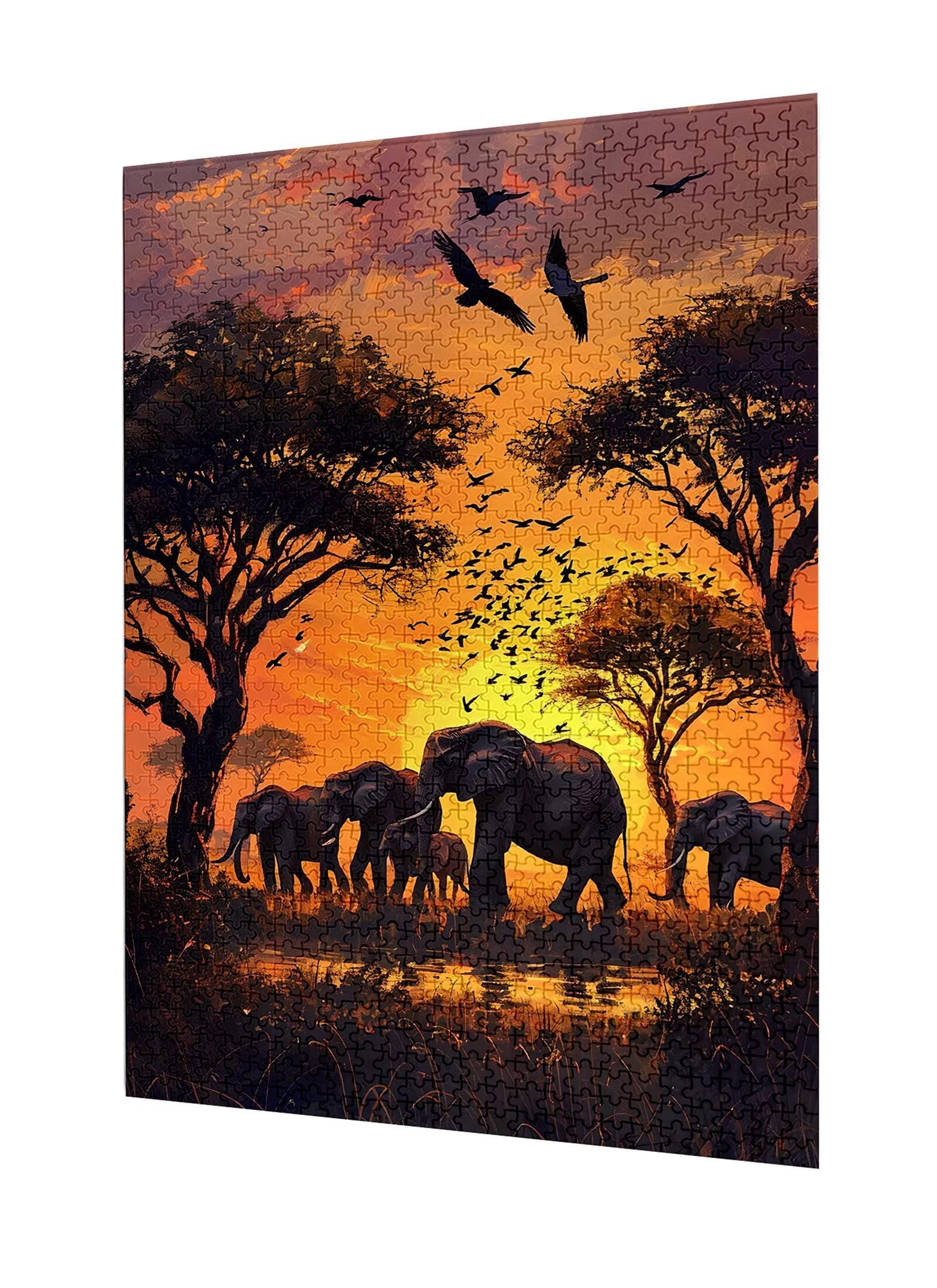Puzzle 2000 Teile Elefant Puzzle Erwachsene, Holzpuzzle Erwachsene Puzzelmatten, Mehrfarbig Holzpuzzle, Klassische Puzzles Wiese Wooden Jigsaw, Geschicklichkeitsspiel für die Ganze Familie S-556