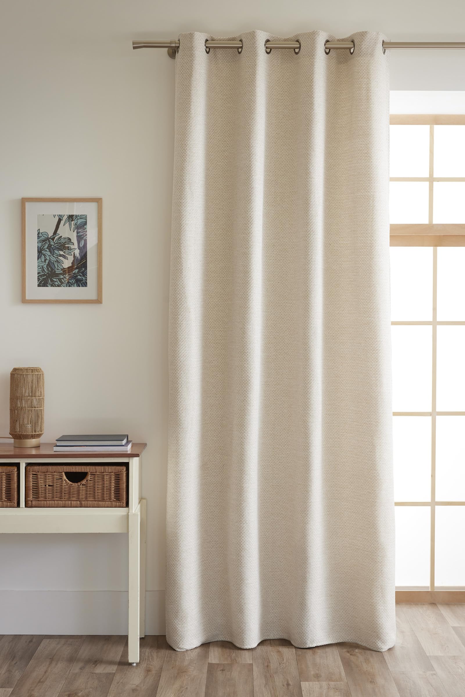 Rideau 140x240 Jacquard Atlas Sable Le Fil d'Ariane à 8 œillets