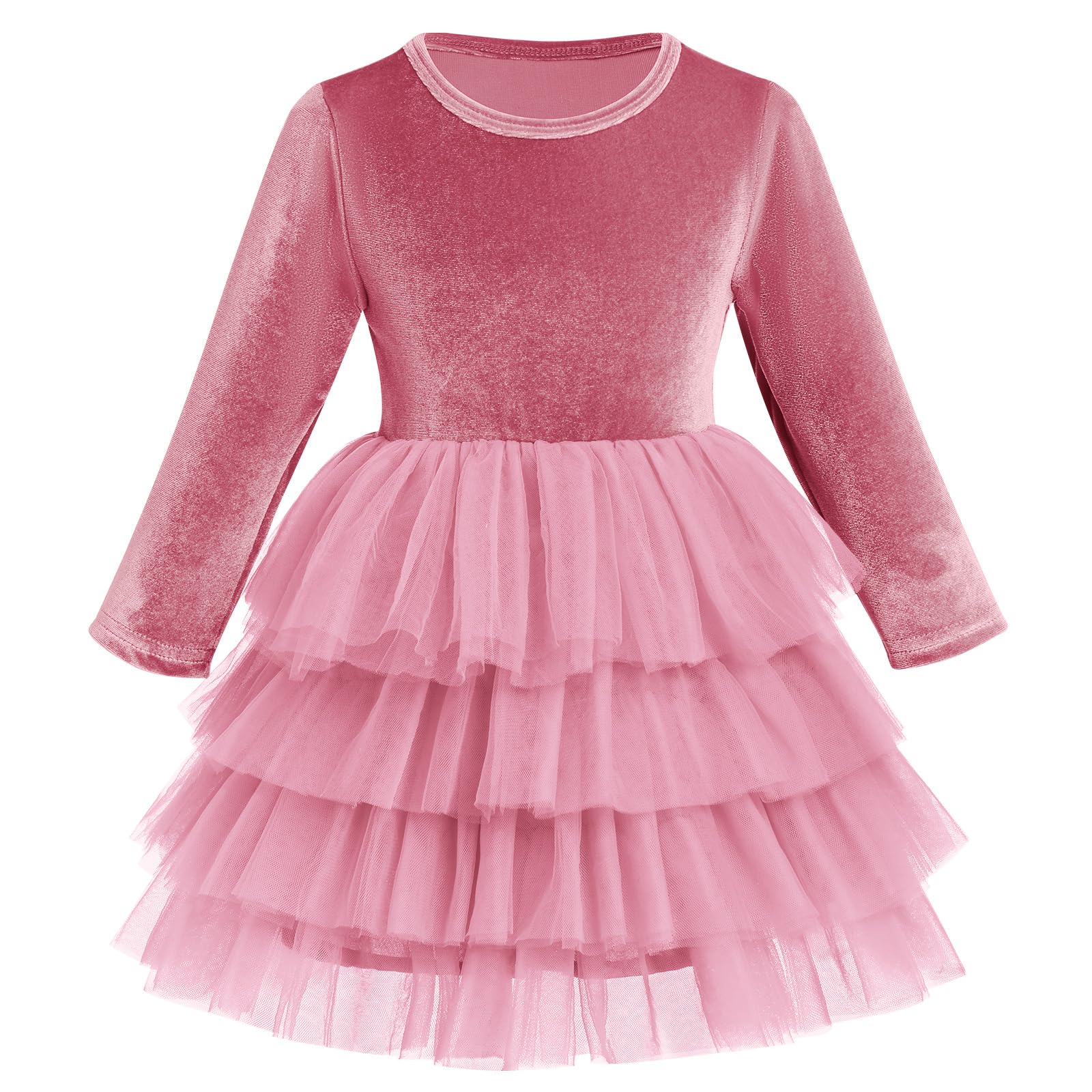 FYMNSI Toddler Girls Velvet Tulle Tutu Dress Kids Long Sleeve Princess Birthday Xmas Party Dresses Gowns Fall Winter Outfit