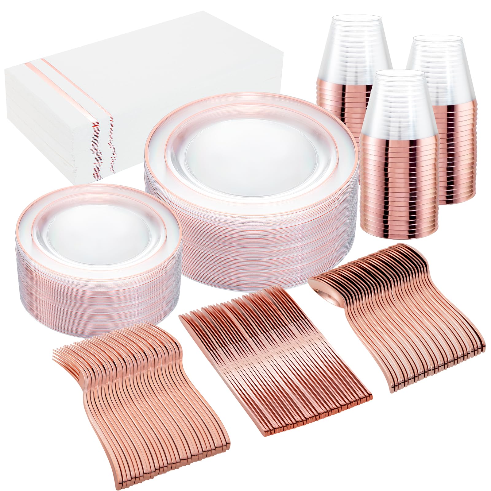 Gold Plastic Plates Dinnerware Set - 350PCS -11