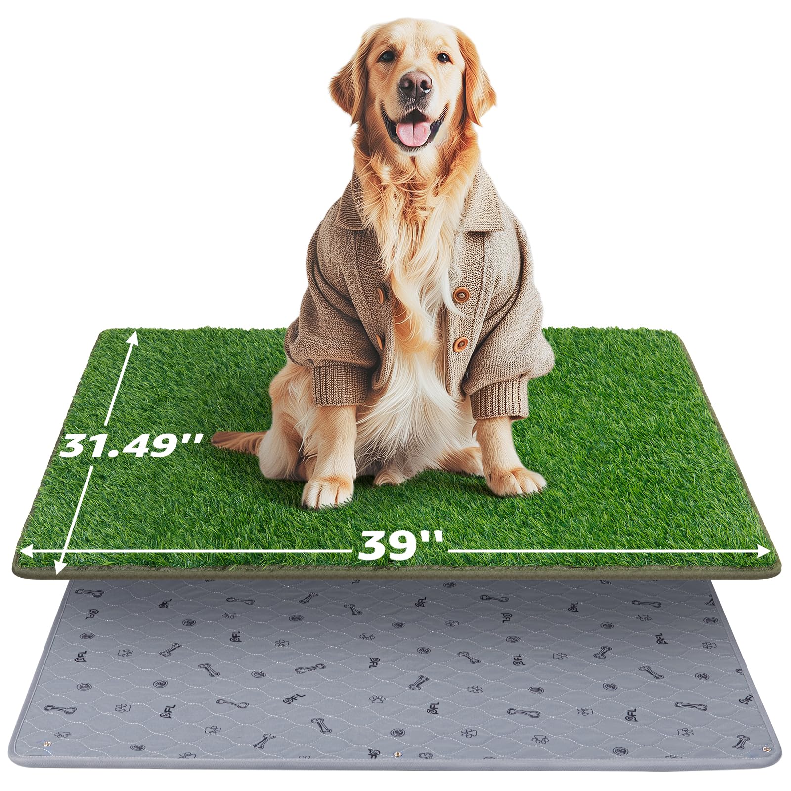 Tapis d'herbe pour chien avec bac lavable et réutilisable pour balcon