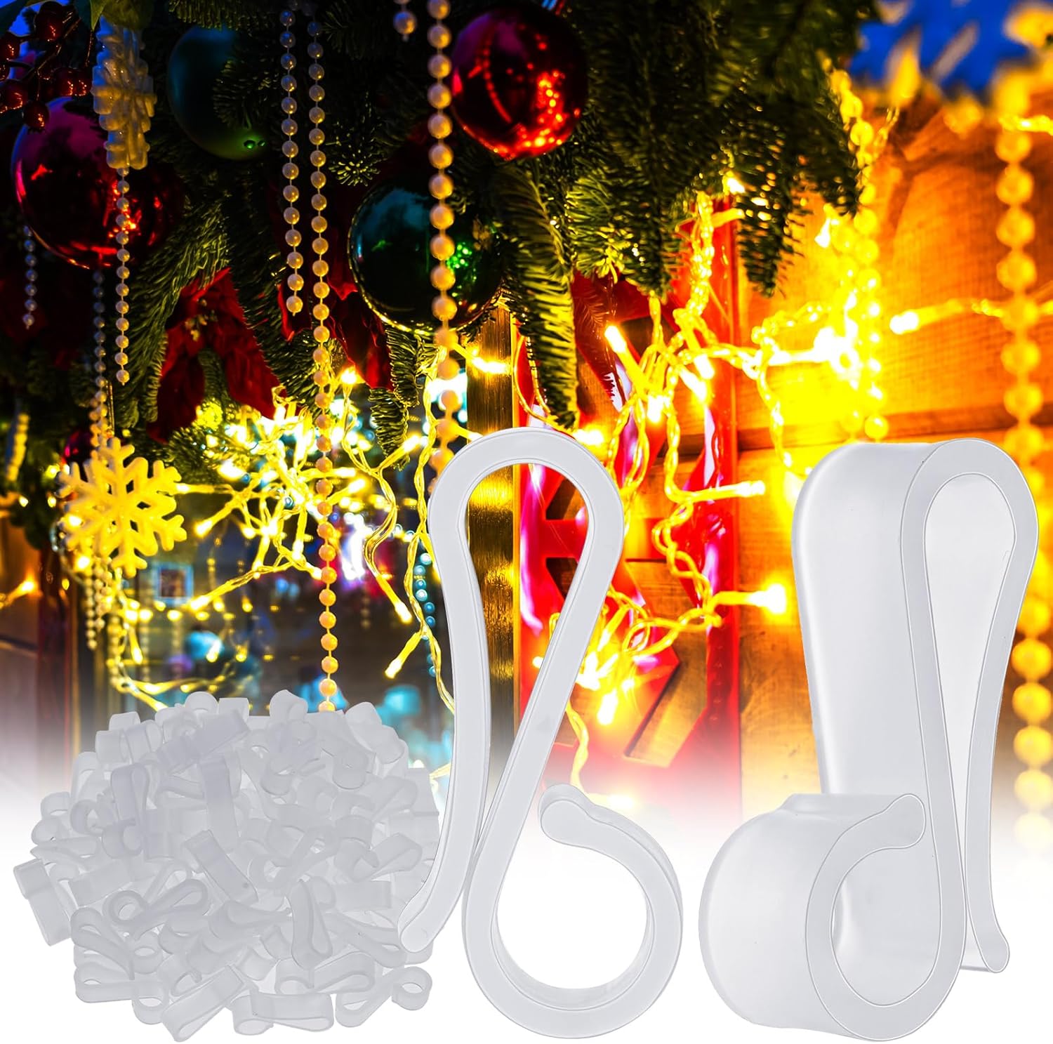 ZhowHoHo 120 Pcs Christmas Light Clips Gutter Light Hooks