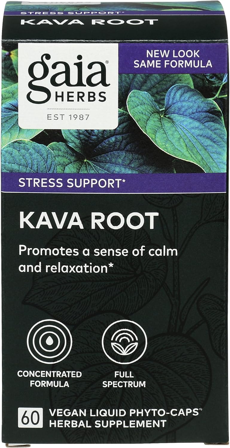 Gaia Herbs Kava Kava Root, Vegan Liquid Capsules, 60 Count - Supports Emotional Balance, Calm & Relaxation, Guaranteed Potency 75mg Active Kavalactones