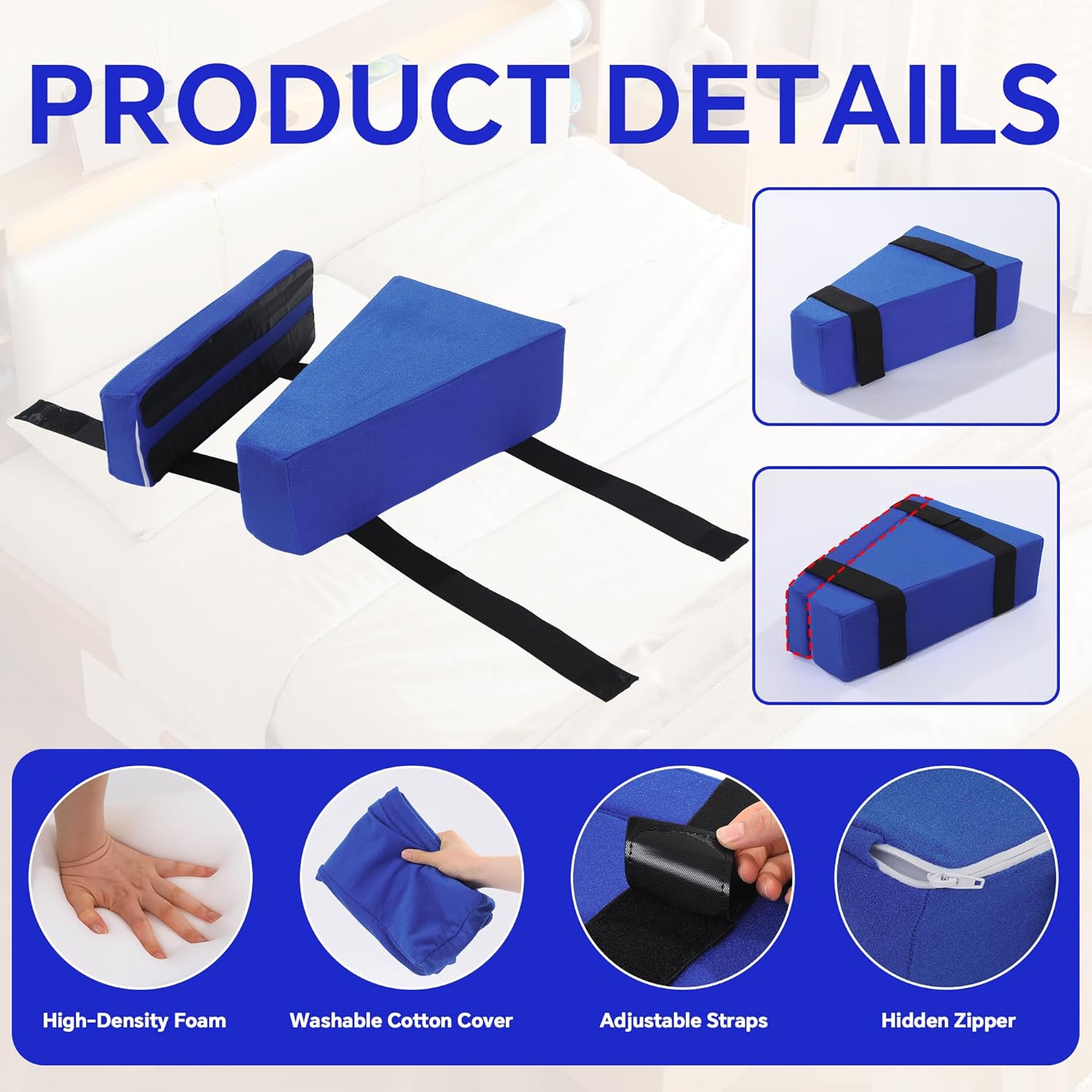 ROYALAY Adjustable Hip Replacement Kit After Surgery, Hip Kit for Seniors with Adjustable Strap, Knee Replacement Pillow with Washable Cover
