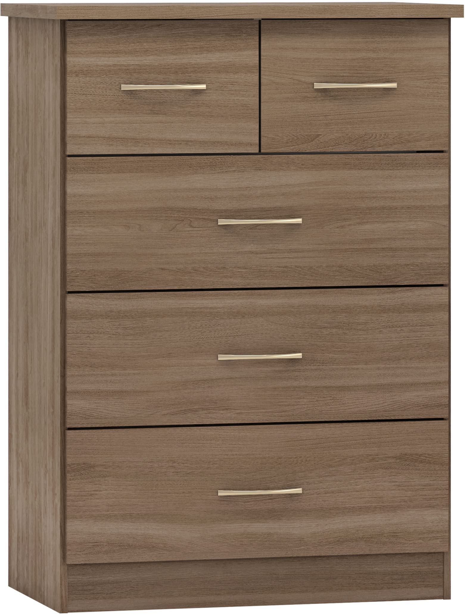 Seconique Nevada 3+2 Drawer Chest Rustic Oak Effect 5 Drawers Brown