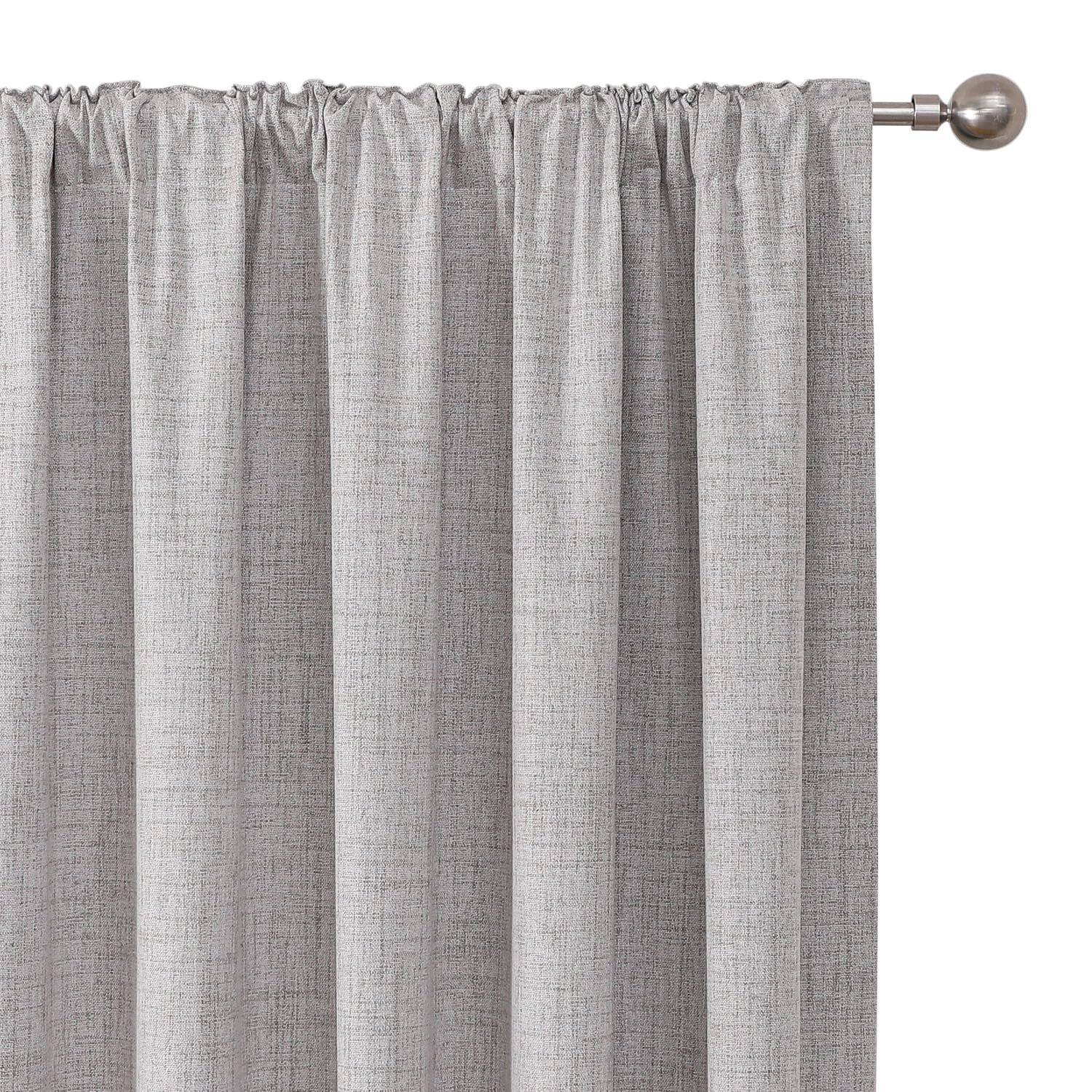 Joydeco 100% Rideau Occultant Thermique en Lin avec Galon Fronceur 140x275 cm 2 Pièces, Rideau Isolant Thermique Anti Froid et Chaleur à Passe Tringle pour Décoration de Porte Fenêtre