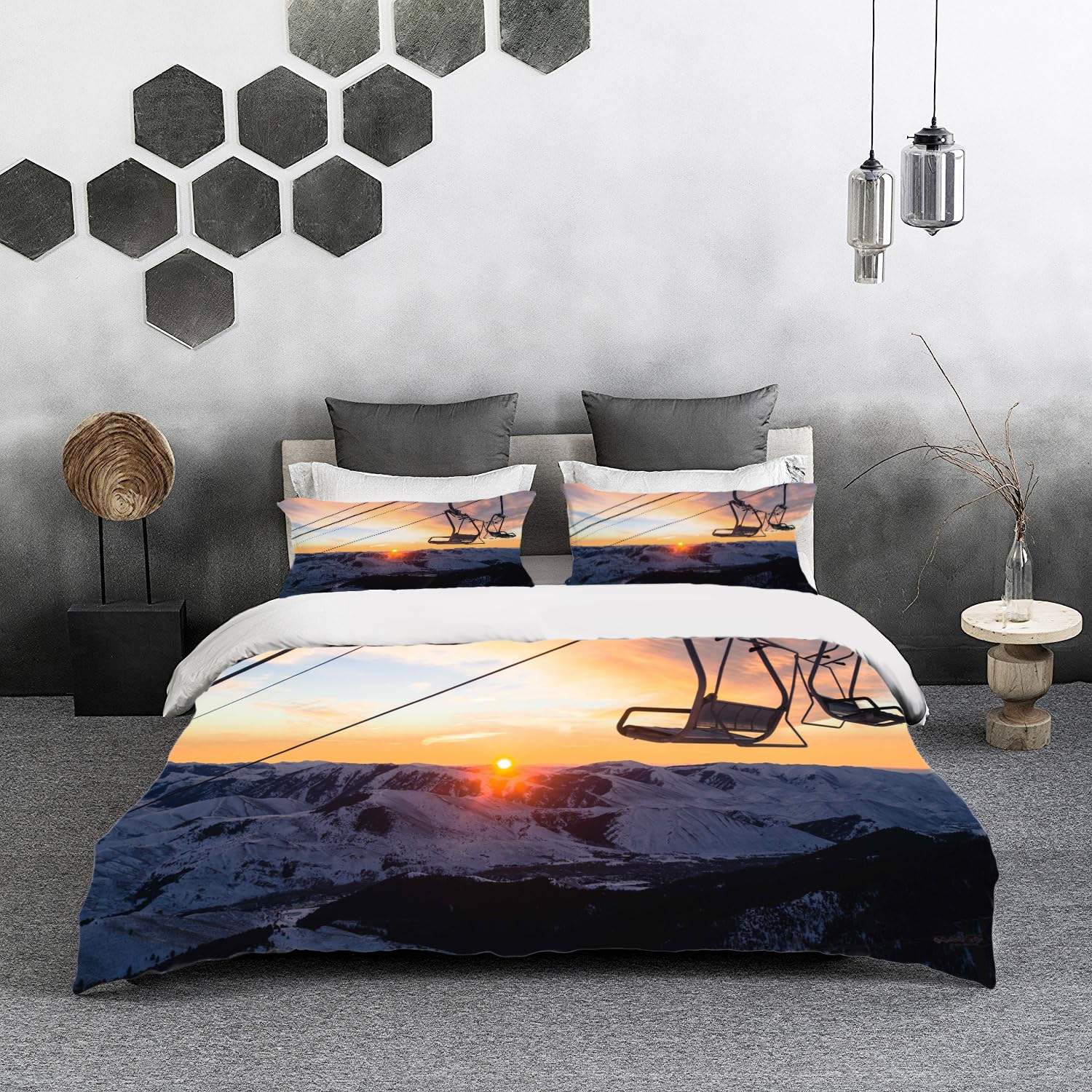 Biancheria da letto 140x200 cm + 2x70x80 cm, set 3 pezzi, 100% cotone, cerniera, Cane, multicolore