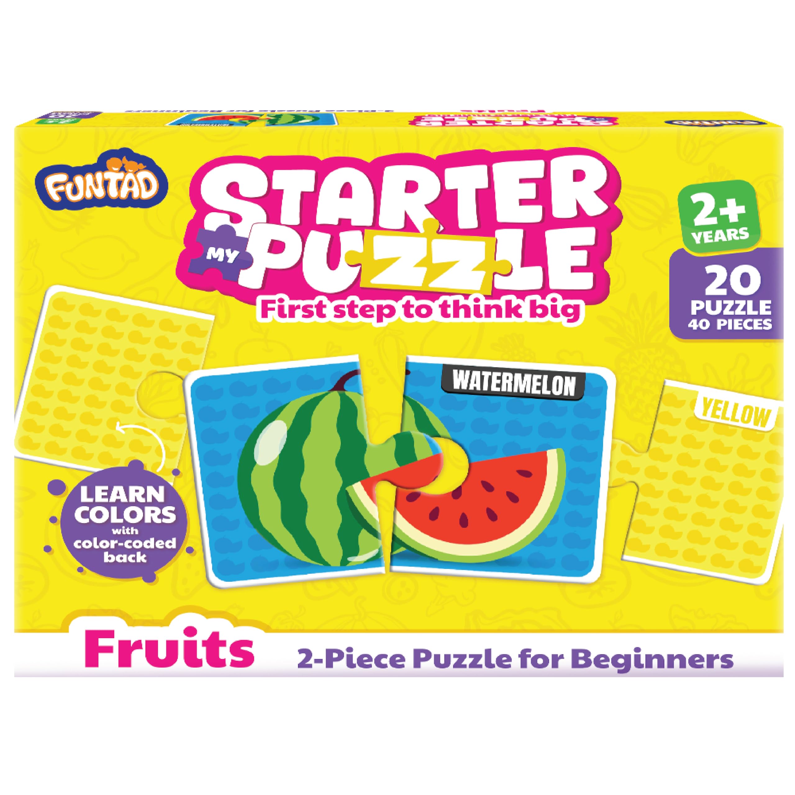 My Starter Jigsaw Puzzle - Fruits & Colors| 2-Piece Puzzle for Kids Age 2,3,& 4 yrs| Montessori Educational Toy Set of 20 Puzzle, 40 Big Pieces| Return & Birthday Gift for Boys & Girls-image-46