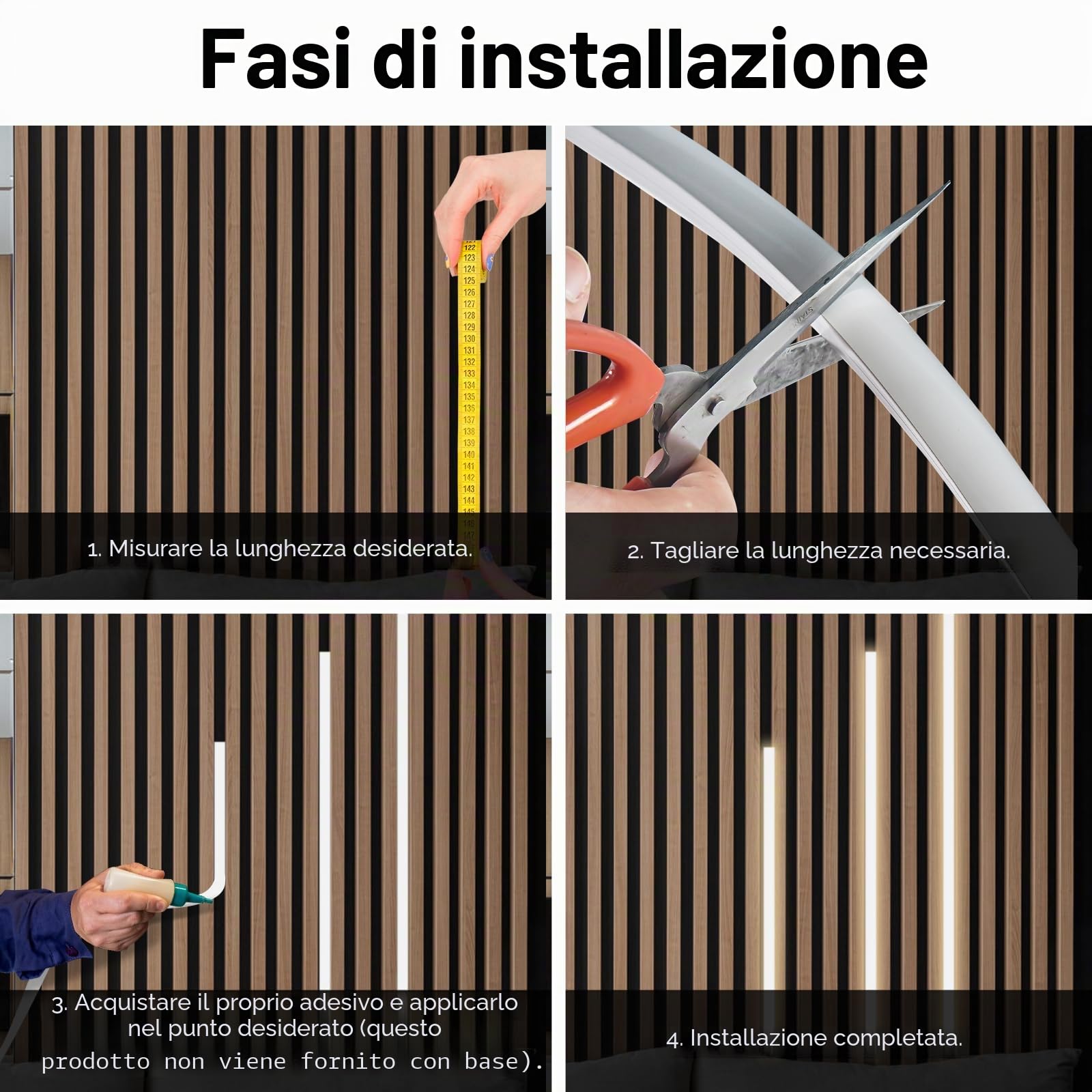 WMLBK Striscia LED per pannelli acustici, dimmerabile, 6 x 90 cm, luce bianca calda, con sensore tattile, 12 x 12 mm, accessori integrati, pannelli acustici