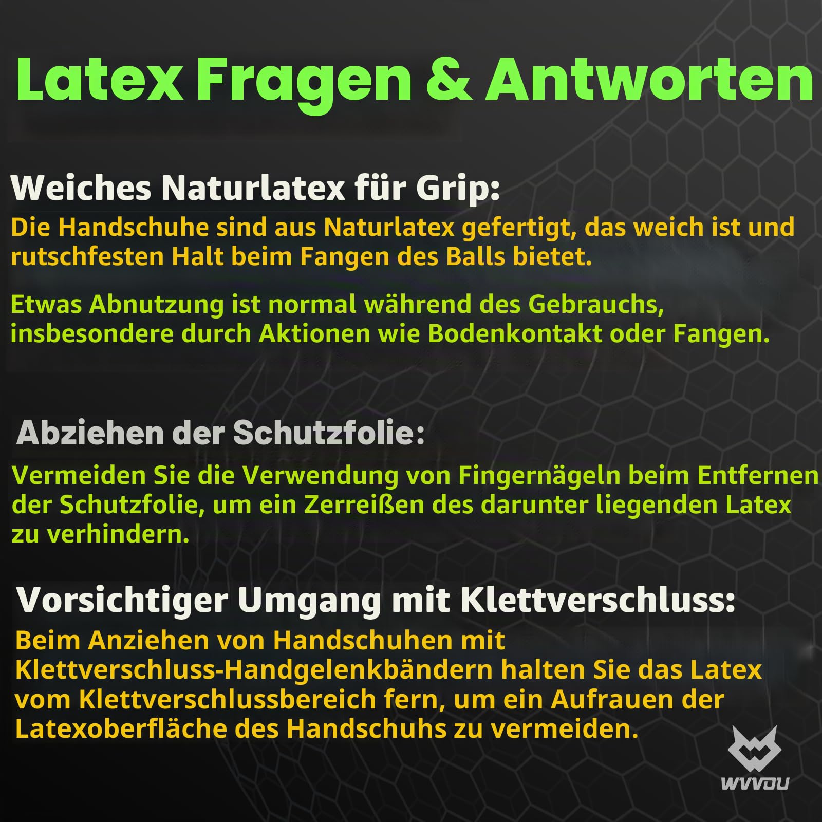 WVVOU Torwarthandschuhe Kinder und Herren Größe 6-9 Schwarz, Abnehmbarer Fingersave, 4+3 mm Latex, rutschfest, Fußball-Training und Spielbetrieb, Atmungsaktives Netz
