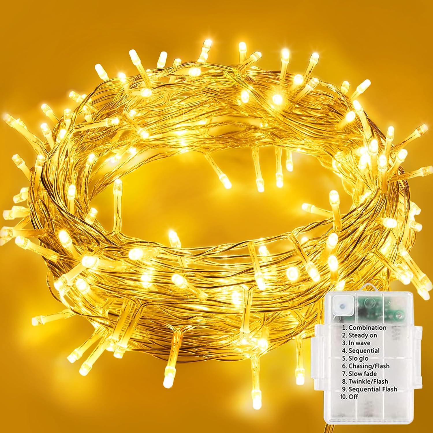 Ponemal Warm White Fairy String Lights Battery Operated 120Led (Warm White)
