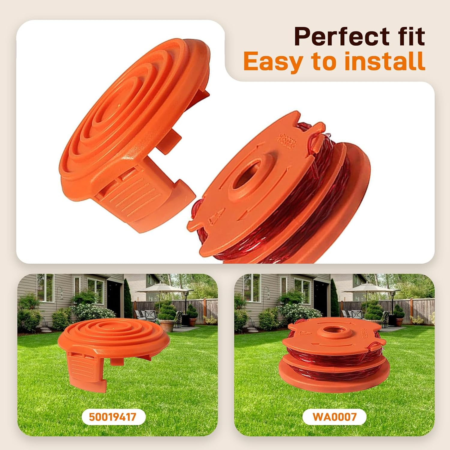 WA0007 Replacement Cap Compatible with Worx WG105 WG119 WG116 WG183 String Trimmers,Weed Eater Spool Cap 50019417 for Worx Parts -2Pack