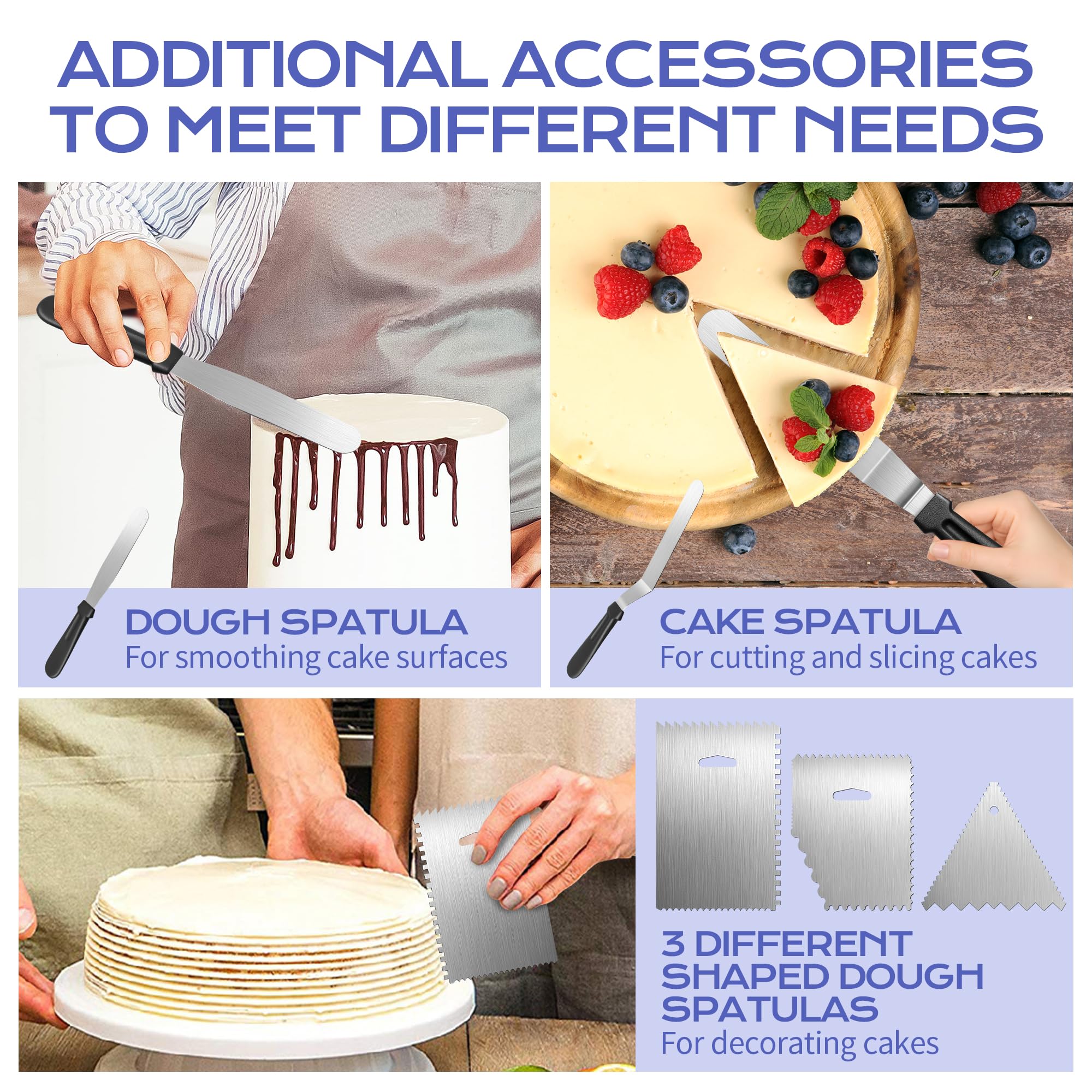 Plateau Tournant Patisserie en Aluminium - 31 cm, Kit Patisserie | Plateau Tournant pour Gâteaux, Douille Patisserie, Poches à Douille RéUtilisables, Grattoirs à Gâteaux, Spatules-36 Pièces