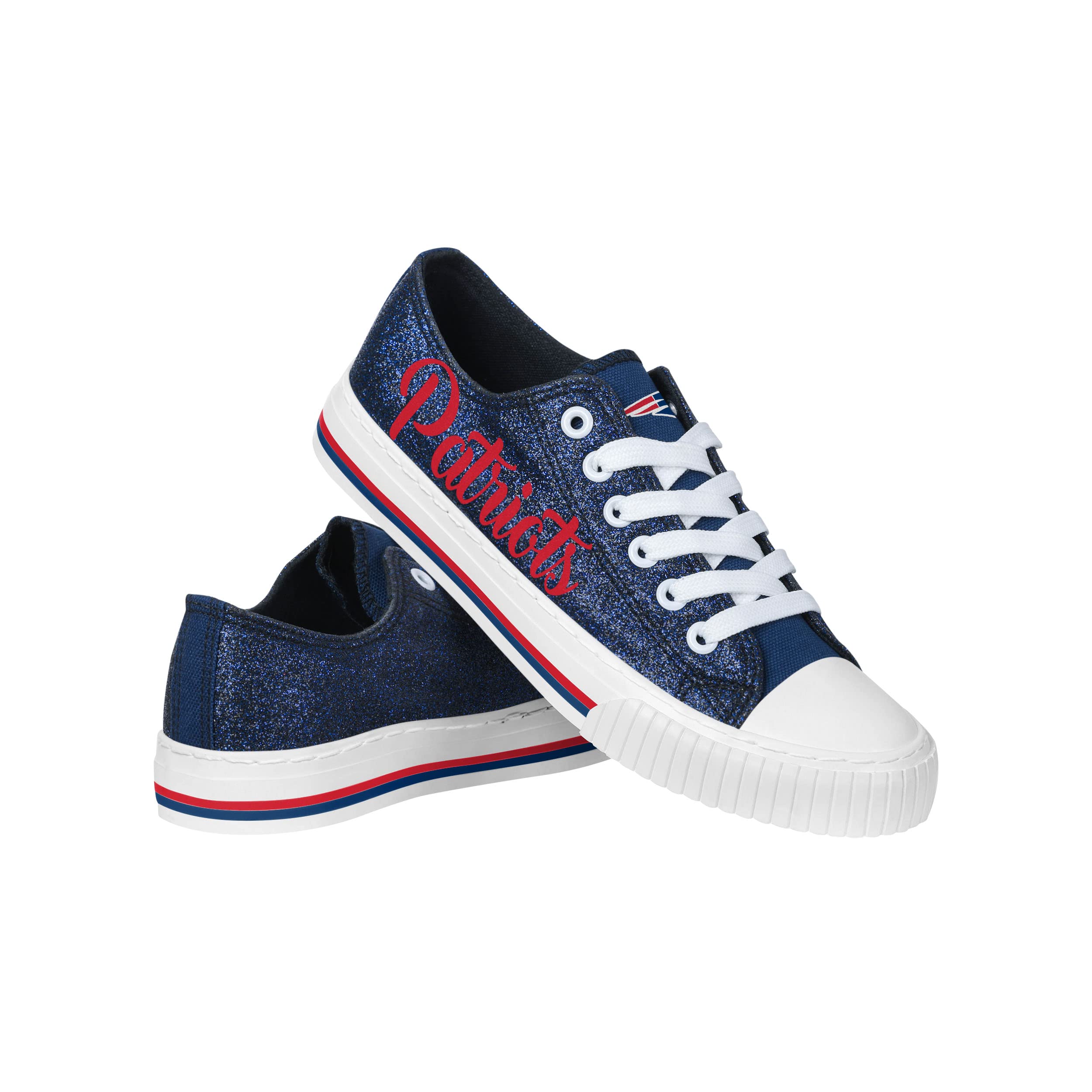FOCO Womens NFL Team Logo Ladies Fashion Color Glitter Low Top Canvas Sneakers Shoes