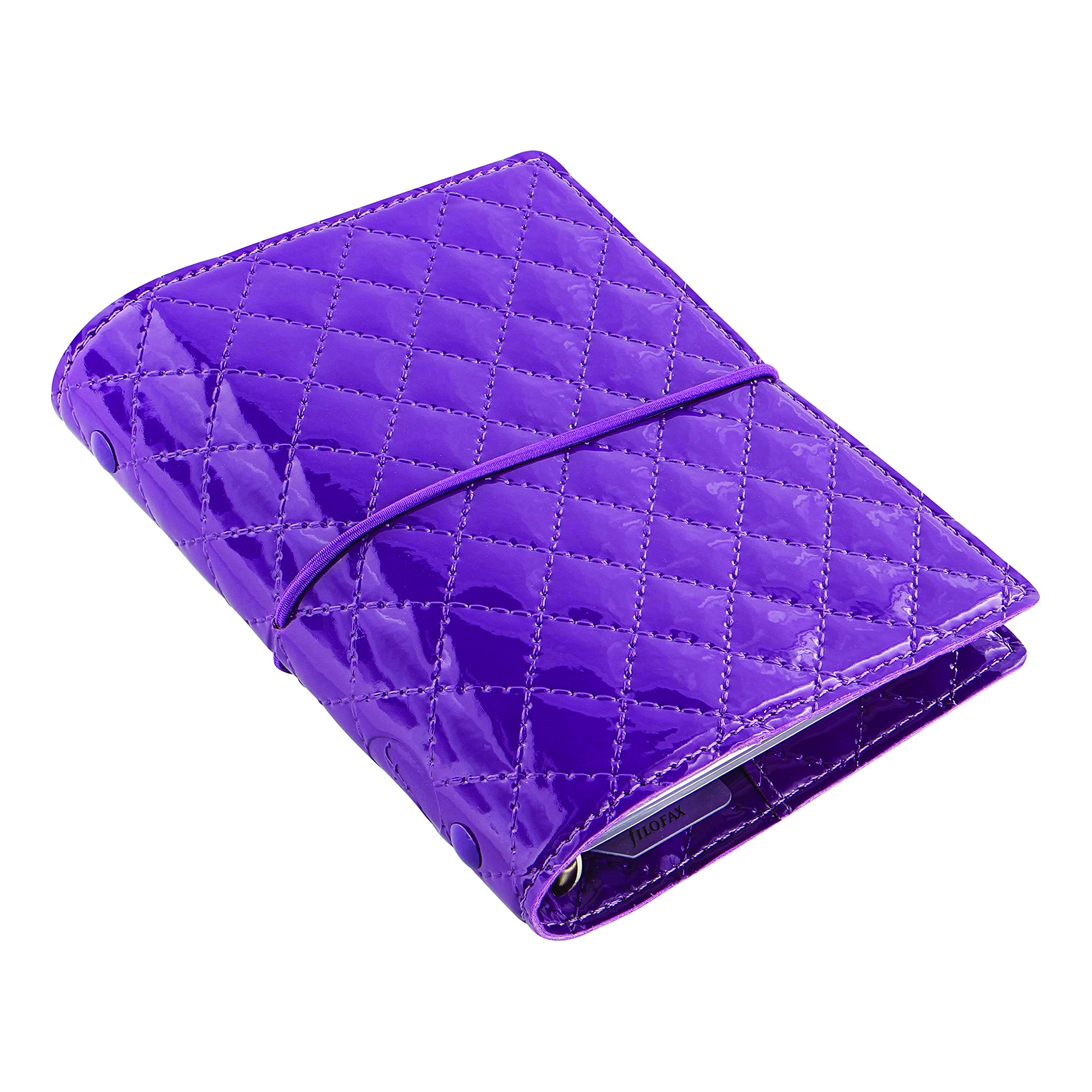 Filofax Domino Luxe Organizer, Taschengröße, Violett – Hochglanz, Bezug mit Steppeffekt, Pariser inspiriert, 6 Ringe, Wochenansicht, Kalender 2022 (C027992-22)