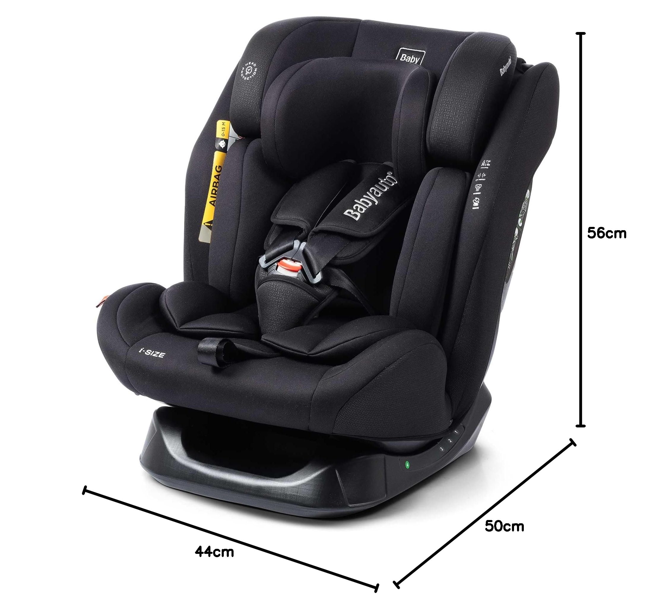 BABYAUTO – LOLO Autositz 40–150 cm – Alter: von der Geburt bis 12 Jahre – Isize– rückwärtsgerichtet bis 105 cm, ca. 4 Jahre – ohne Isofix - Schwarz (BLACK EMBOSSED)