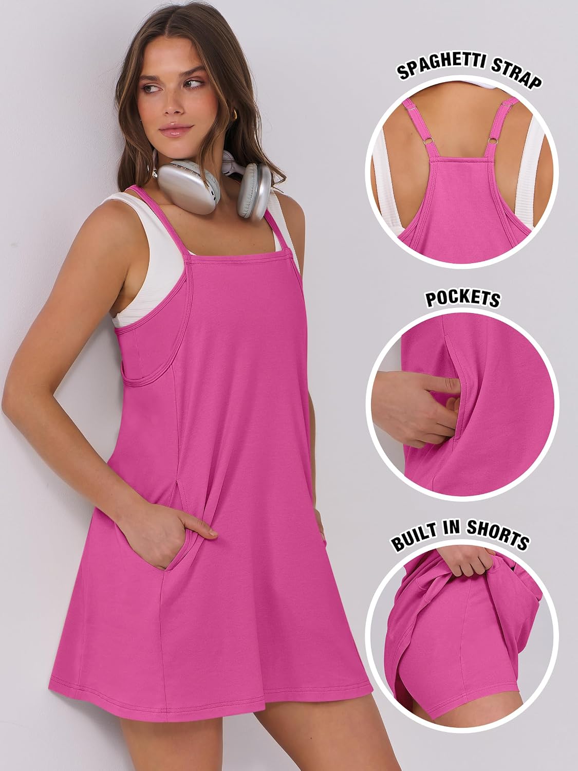 ANRABESS Women Summer Dress 2026 Beach Vacation Outfits Tennis Athletic Workout Romper Dress Built in Shorts Travel Clothes thumbnail