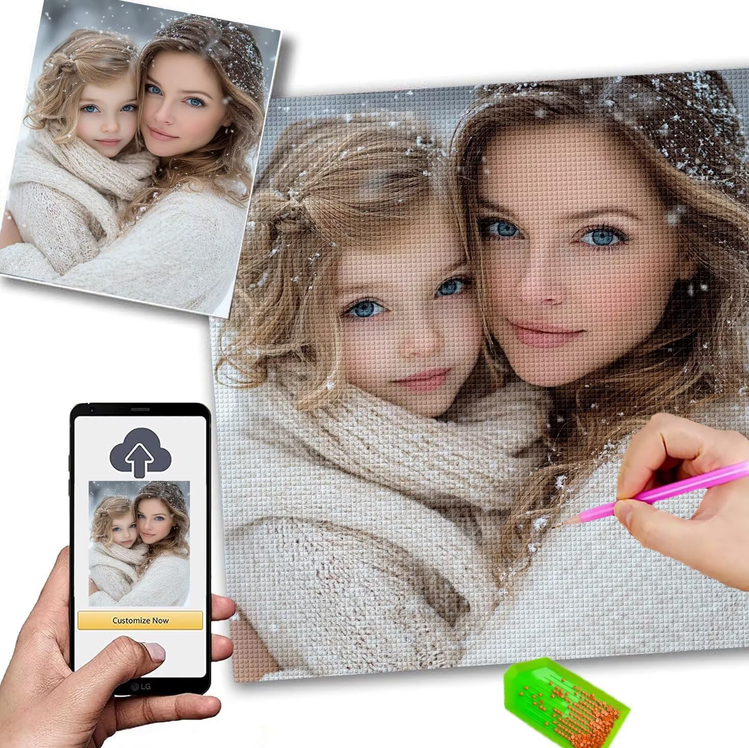 Diamond Painting Eigenes Foto, Diamant Painting Bilder 90x120cm, 5D Diamond Paintings Erwachsene, Selbst Gestalten Bild Personalisiert, Malen Nach Zahlen Eigenes bilder ,DIY Kreative Geschenk w-111