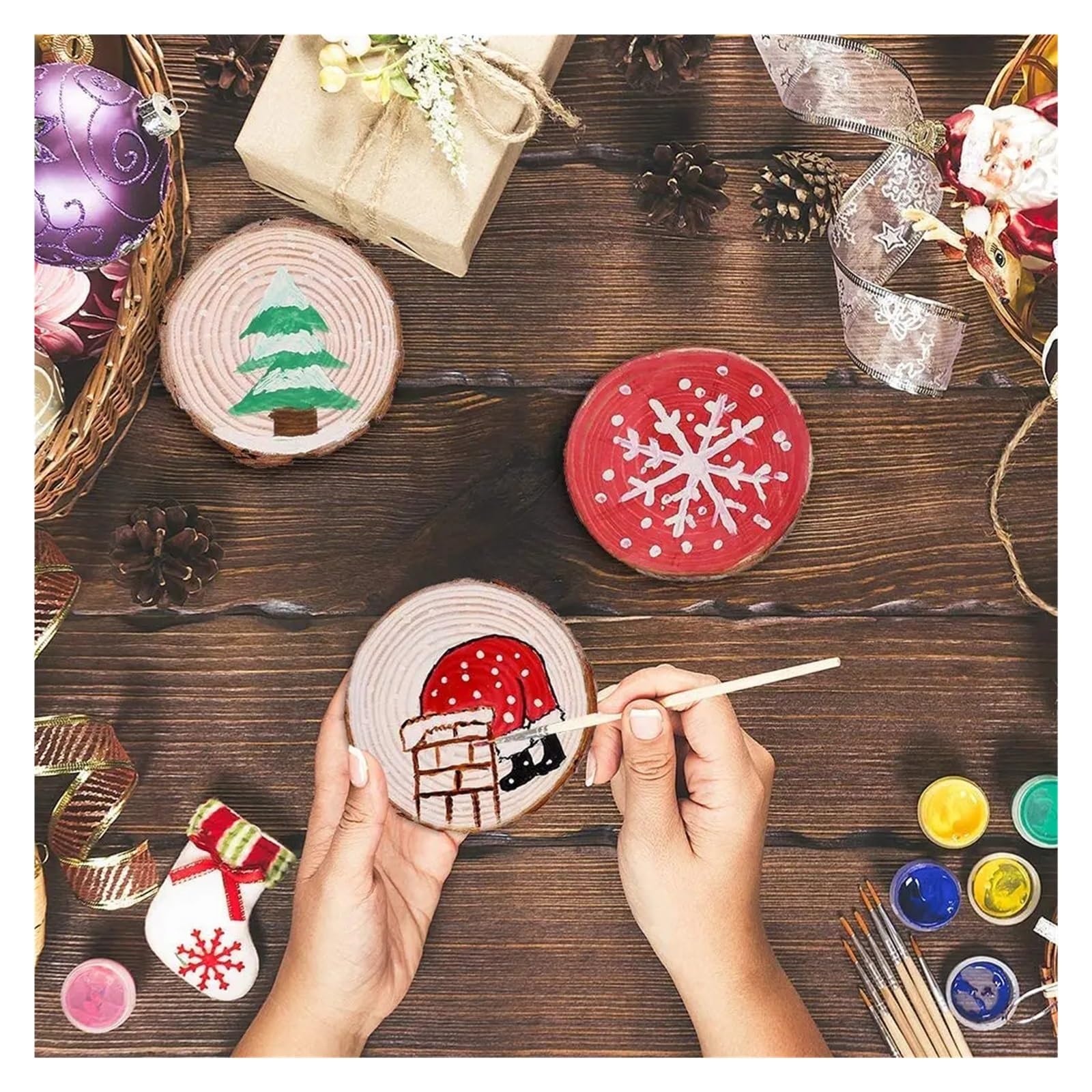 20pcs Wood Slices Craft Kit with Hole Para Decorar