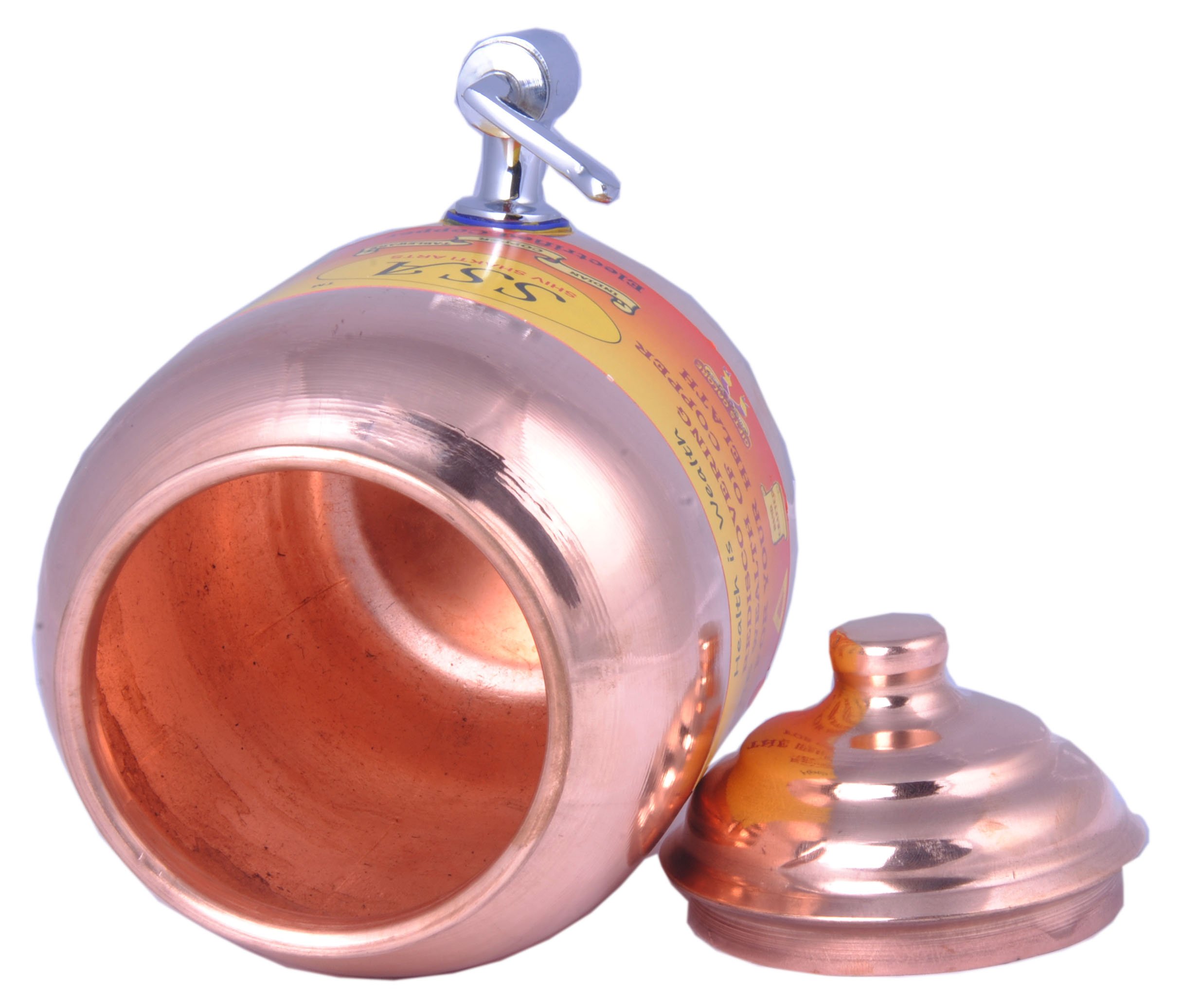 SHIV SHAKTI ARTS Handmade Pure Copper Plane Water Pot/Tank Capacity 2 Litre