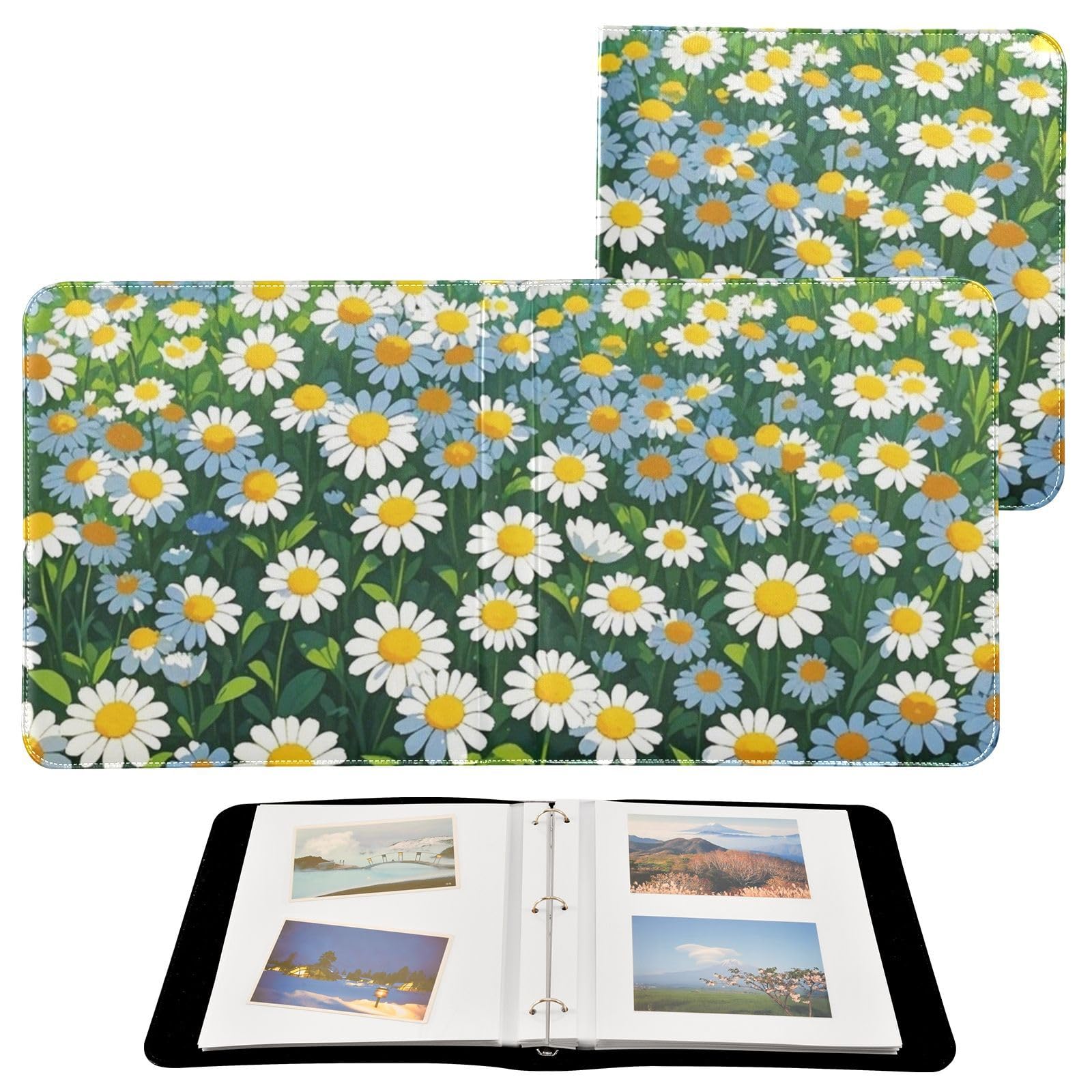Photo Album 4x6, 5x7,6x8,Artificial Leather Photo Albums with 20 Detachable Sheets Daisy Pattern for Family Wedding,Multi 14