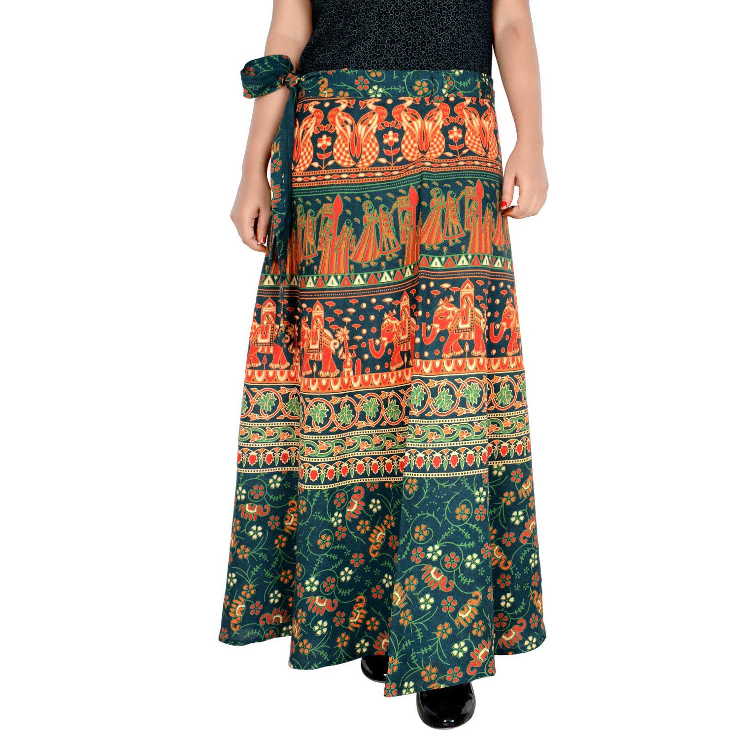 Women's Cotton Printed Long 36 Inch Length Regular Wrap Around Skirt Colour (F_W36NT_0007)-image-17