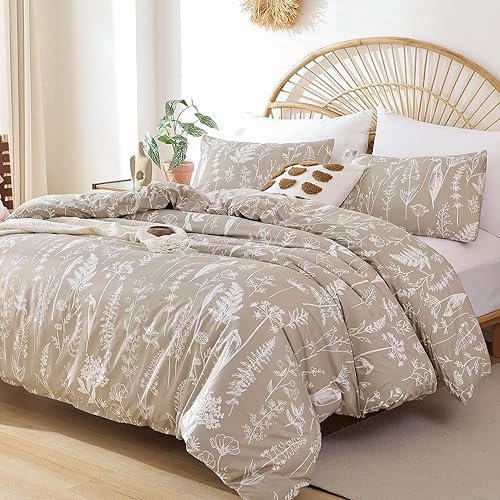 Miniatura 3 de JANZAA Juego de edredón tamaño individual, juego de edredón floral de avena, juego de edredón de microfibra con funda de almohada para todas las