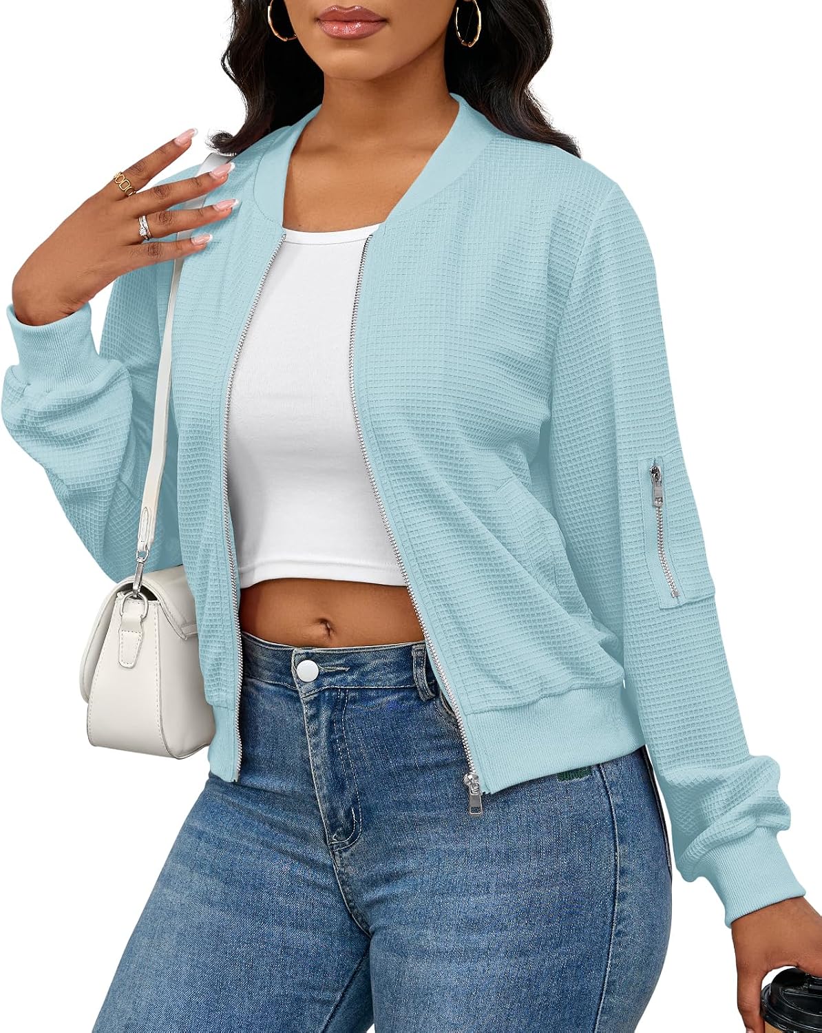 PerZeal Women Casual Full Zip Up Comfy Loose Long Sleeve Sweatshirt Coat Jacket with Pockets image 3