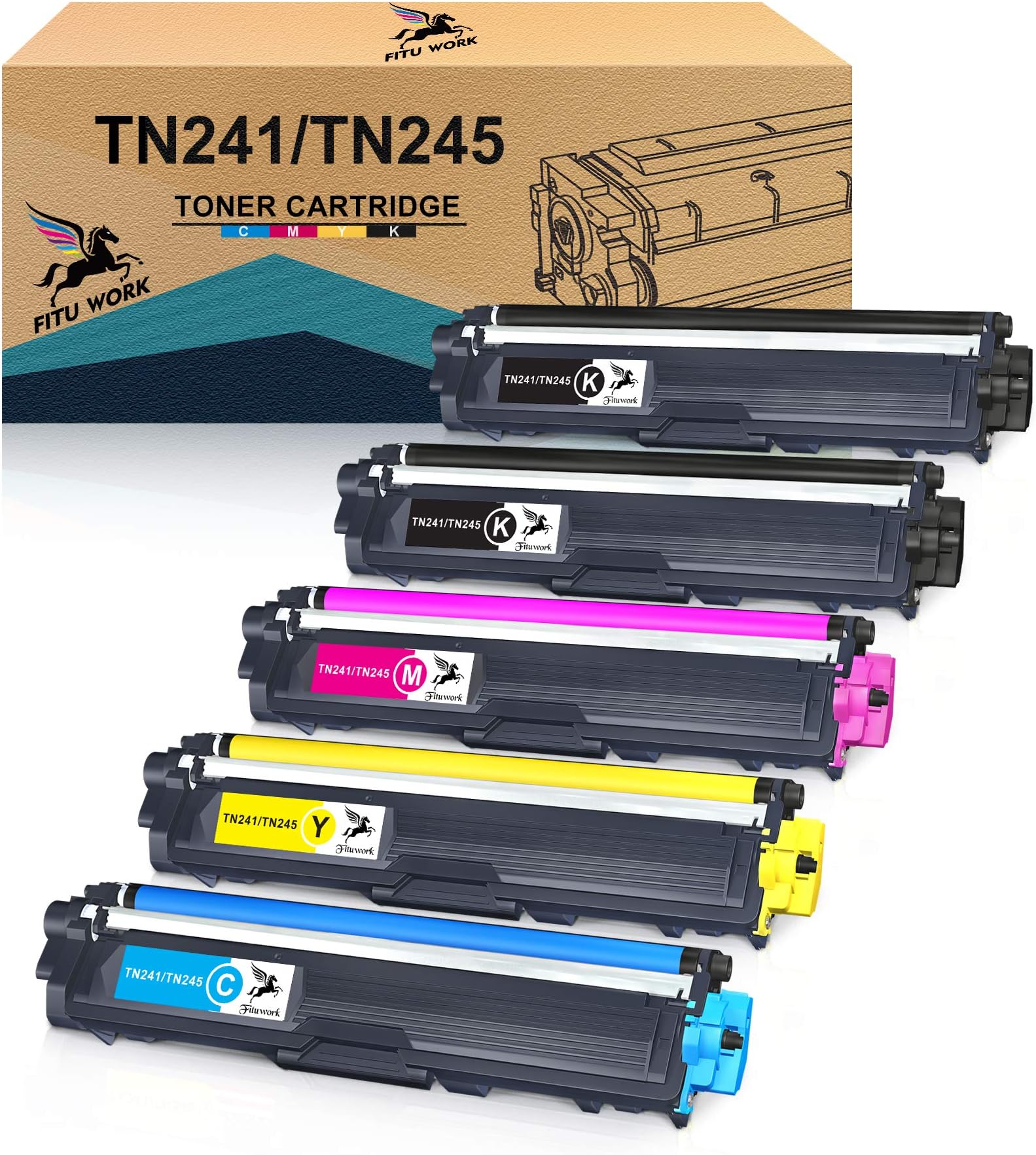 4 Cartouches Toner Compatibles TN-241 / TN-245 Pour Imprimante Brother MFC9330CDW - Multicolores