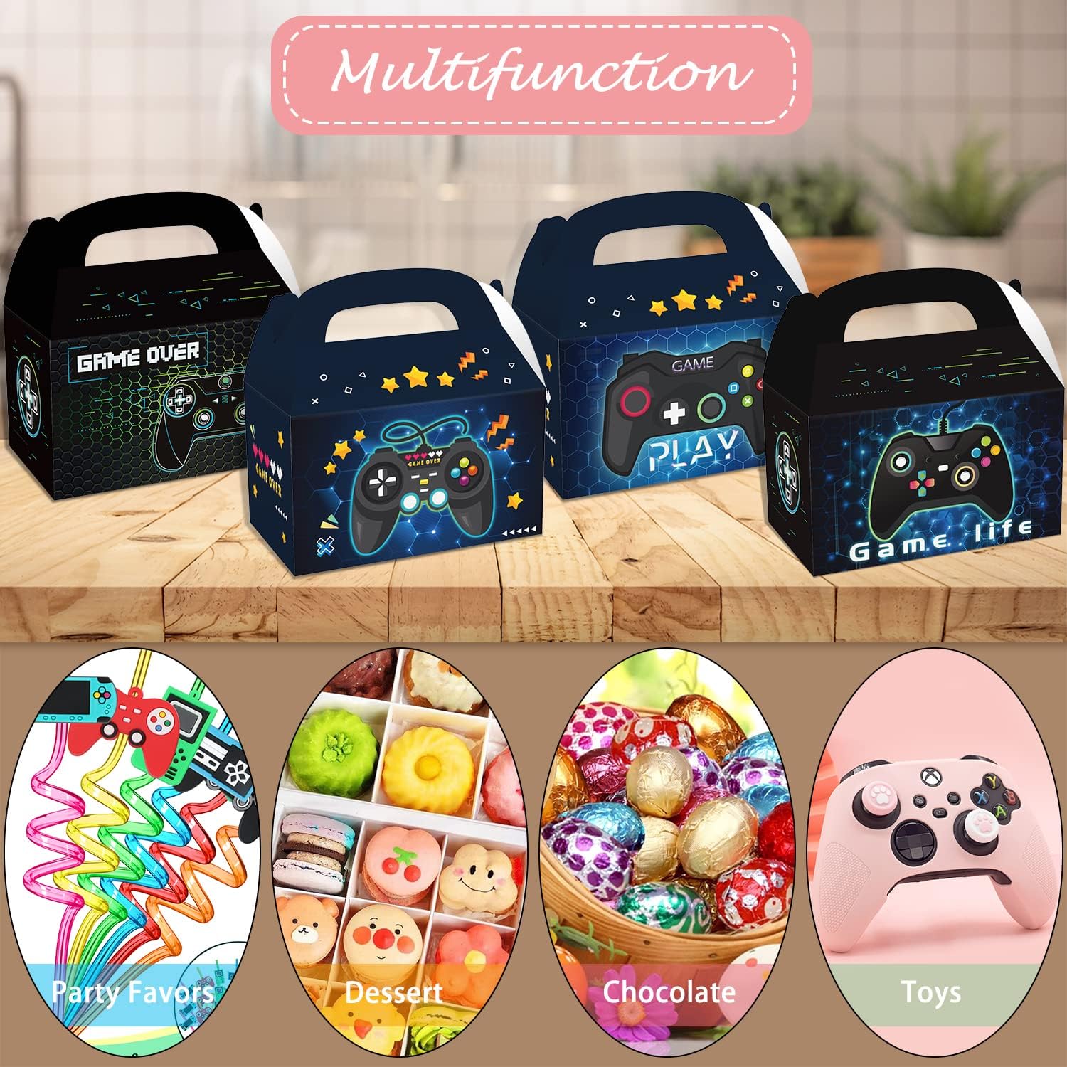 12 PCS Video Game Party Decorations - Controller Treat Gift Boxes, Gaming Theme Birthday Supplies, Candy Box for Baby Shower