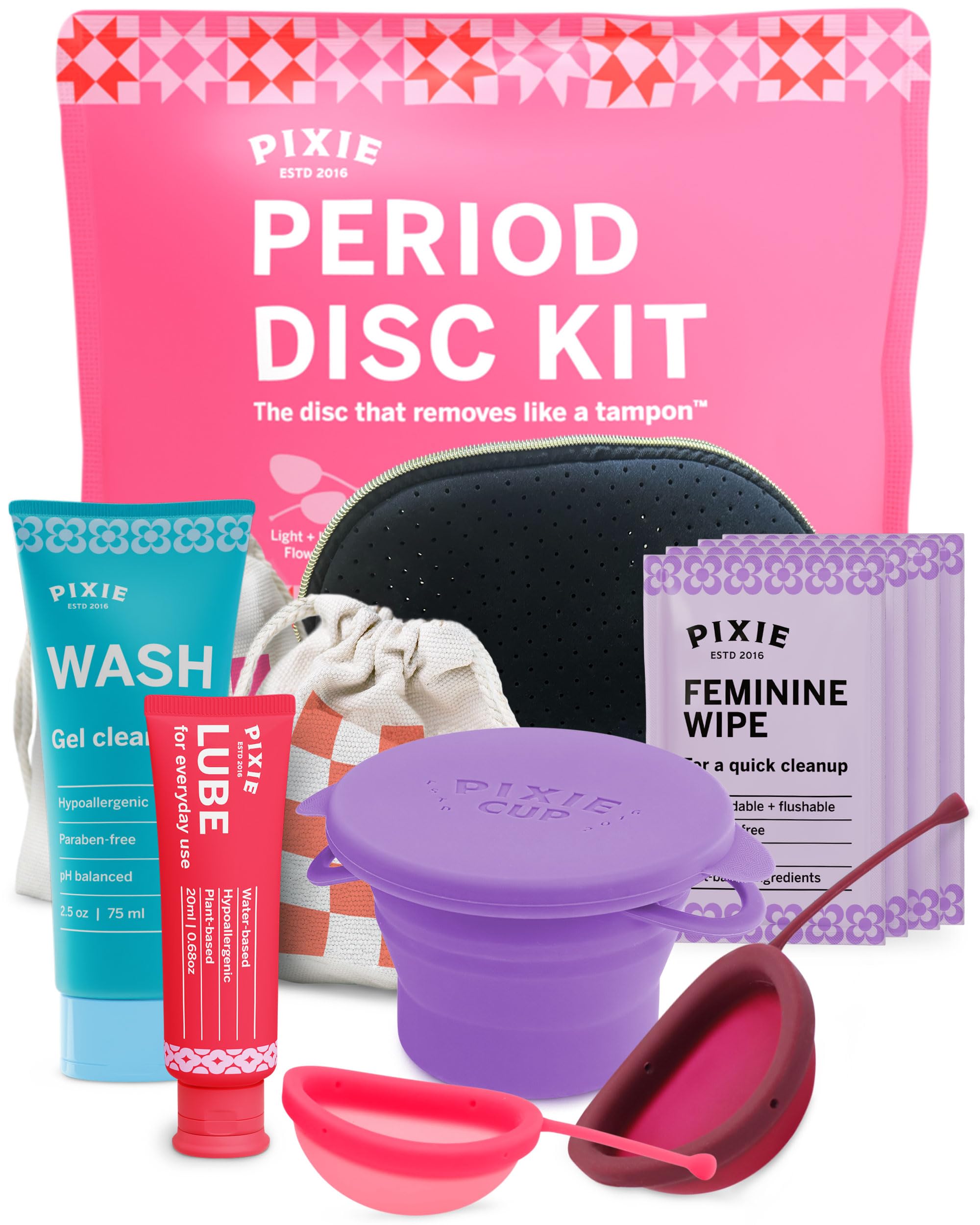 Pixie Menstrual Disc Kit - No Metals or Toxins - 100% Medical-Grade Silicone - Best Period Disc Starter Kit - Removes Like a Tampon - Proven to Become A Successful Menstrual Disc User
