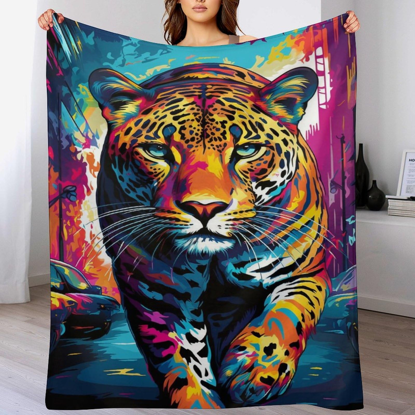 Couverture en peluche chaude tigre contre le froid nocturne et lavable