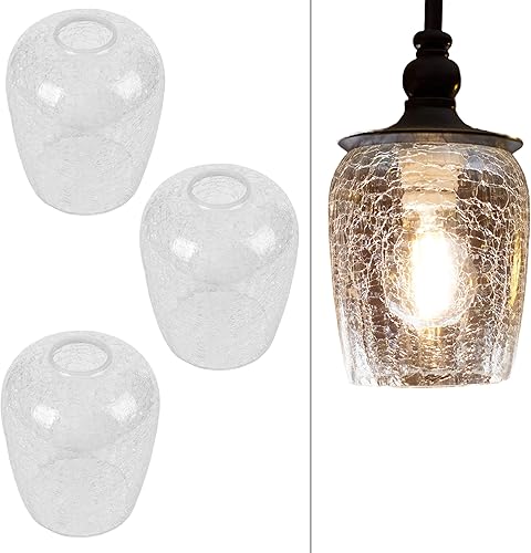 Miniatura 4 de Pantalla de cristal agrietado, LEDupdates 3 paquetes de 5 pulgadas de ancho globo transparente acabado grieto globo para lámpara de lámpara