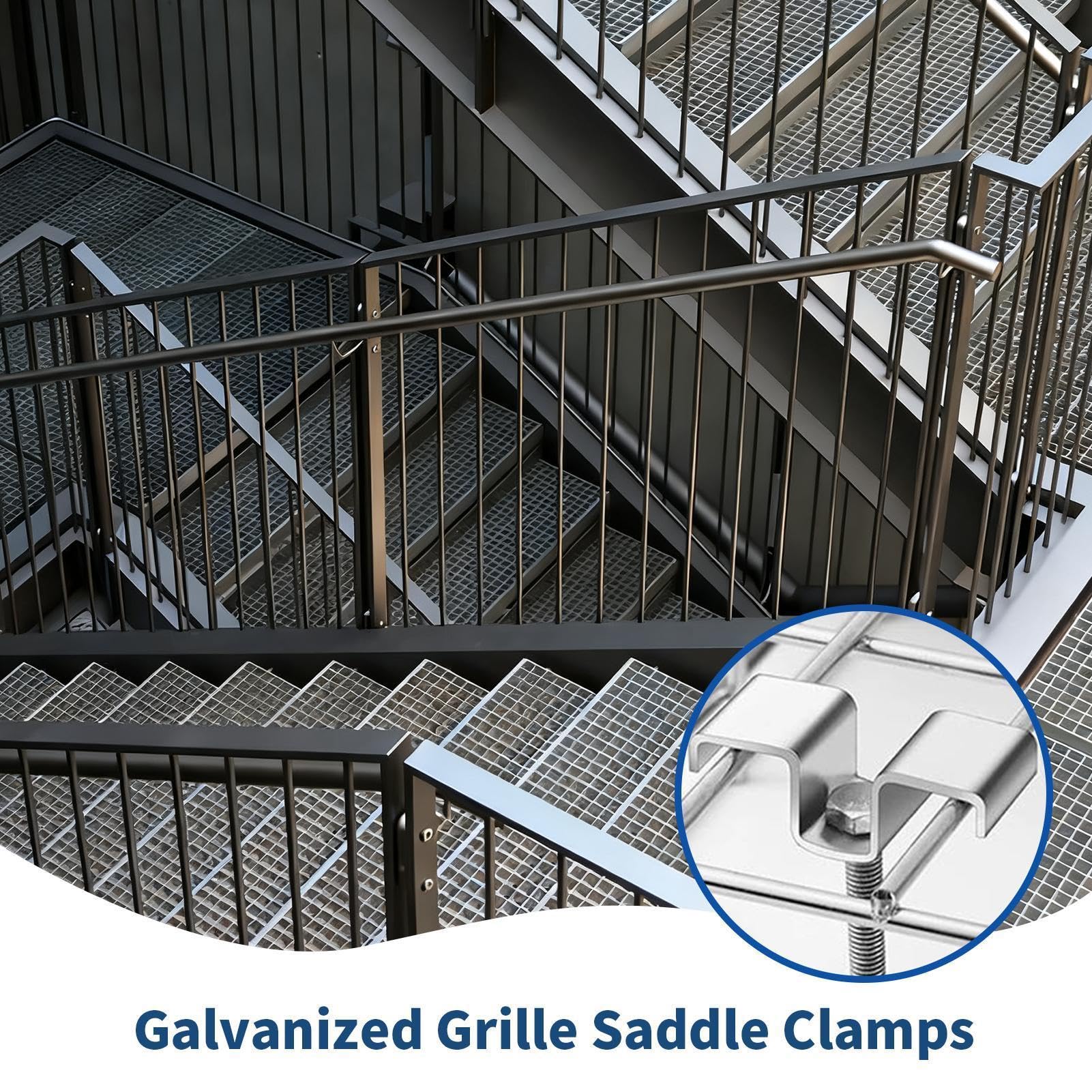 Clips Silla para Rejilla Herrajes Fijadores Resistentes a la Intemperie | 25 Tornillos Fijadores para los Clips de Silla Rejilla Barra para Puentes, Suelos Industriales, Drenajes y Pasarelas