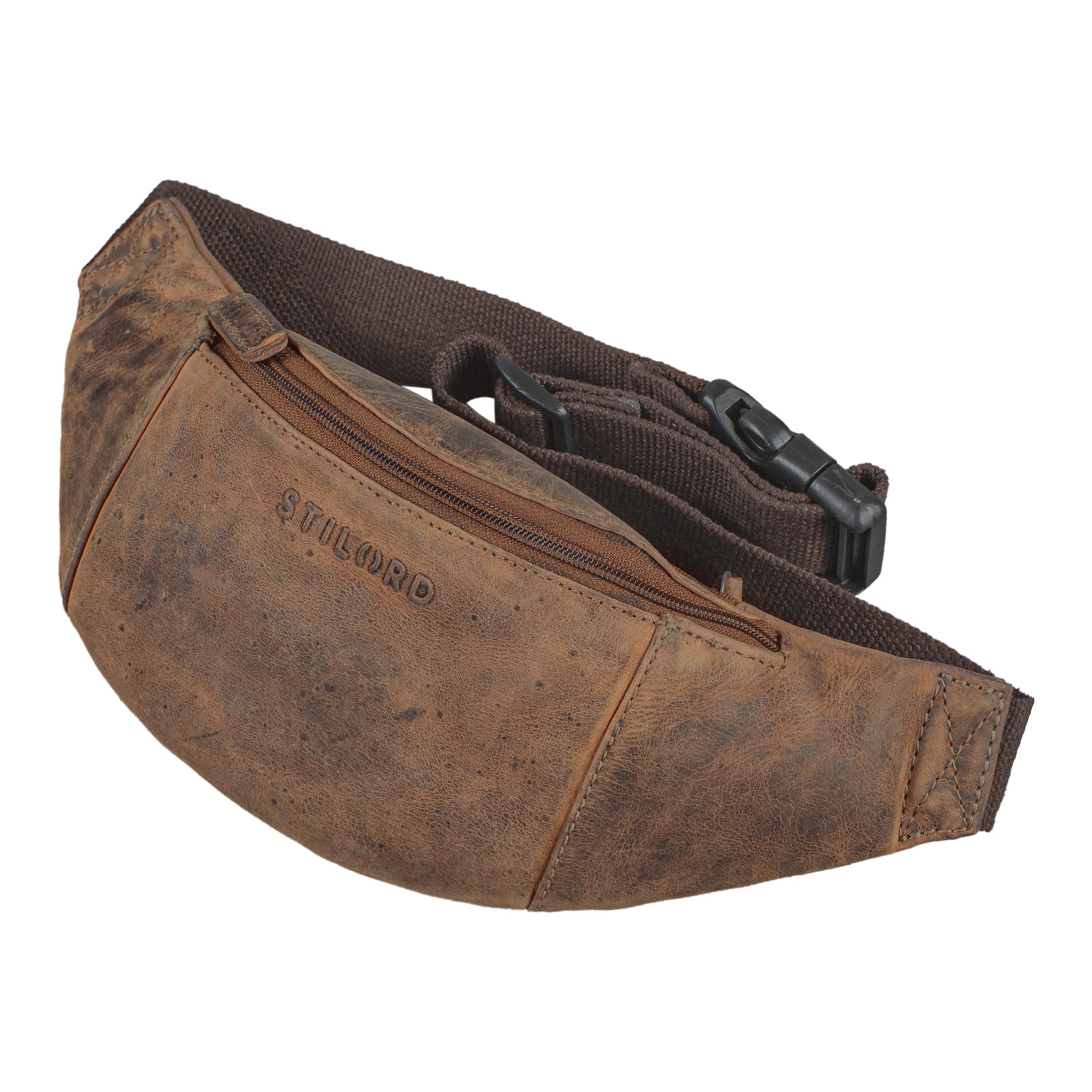 STILORD "Shawn" Leather Belt Bag Large Vintage Fanny Pack Festival Bag Hip Bag dla mężczyzn i kobiet 7 cali torba podróżna Pełna skóra Kolor:calais - brązowy