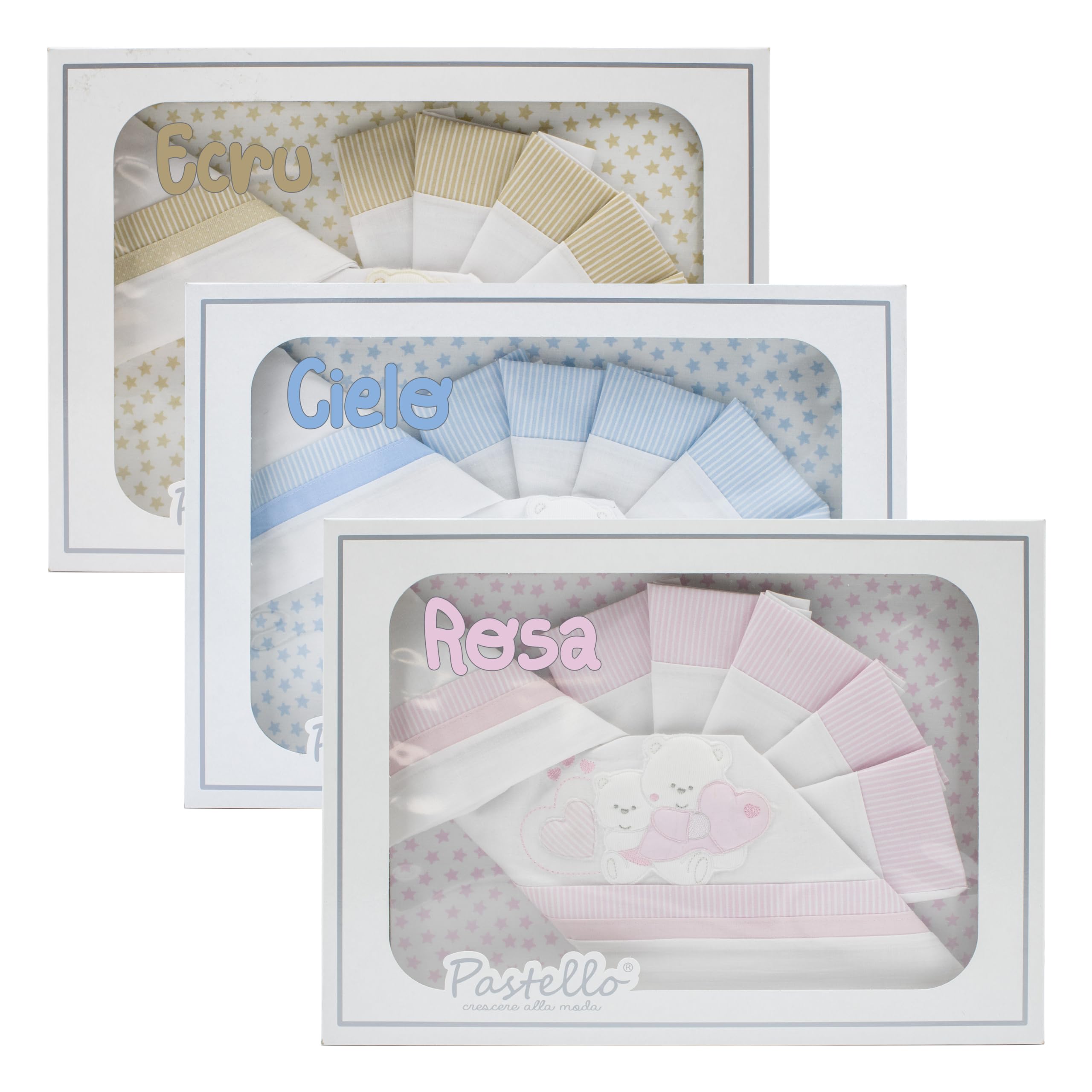 PASTELLO - Juego de cama de 3 piezas, 100% algodón para bebé, juego de sábanas con bordado (Art. LL9E, rosa)