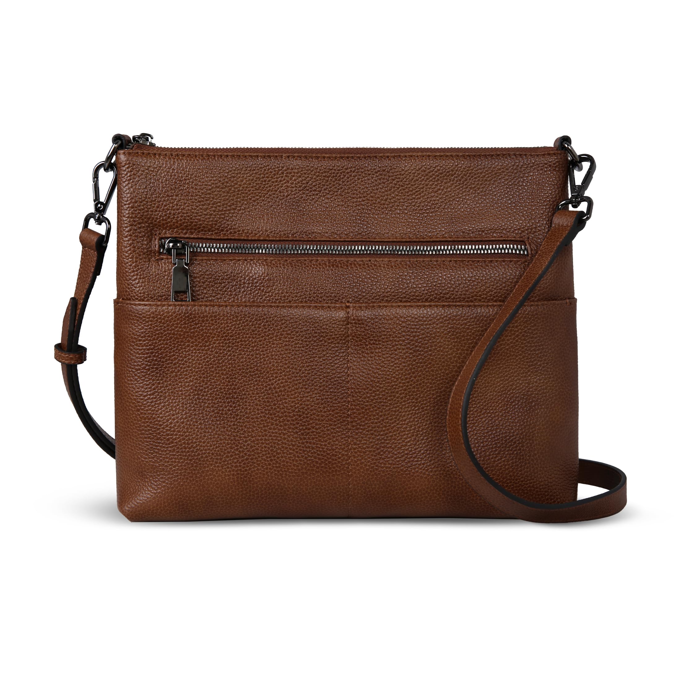 Iswee Leather Crossbody Purse Shoulder Bag for Women Purses and Handbags Lightweight Pocketbooks Leather Satchel (Dark Brown)