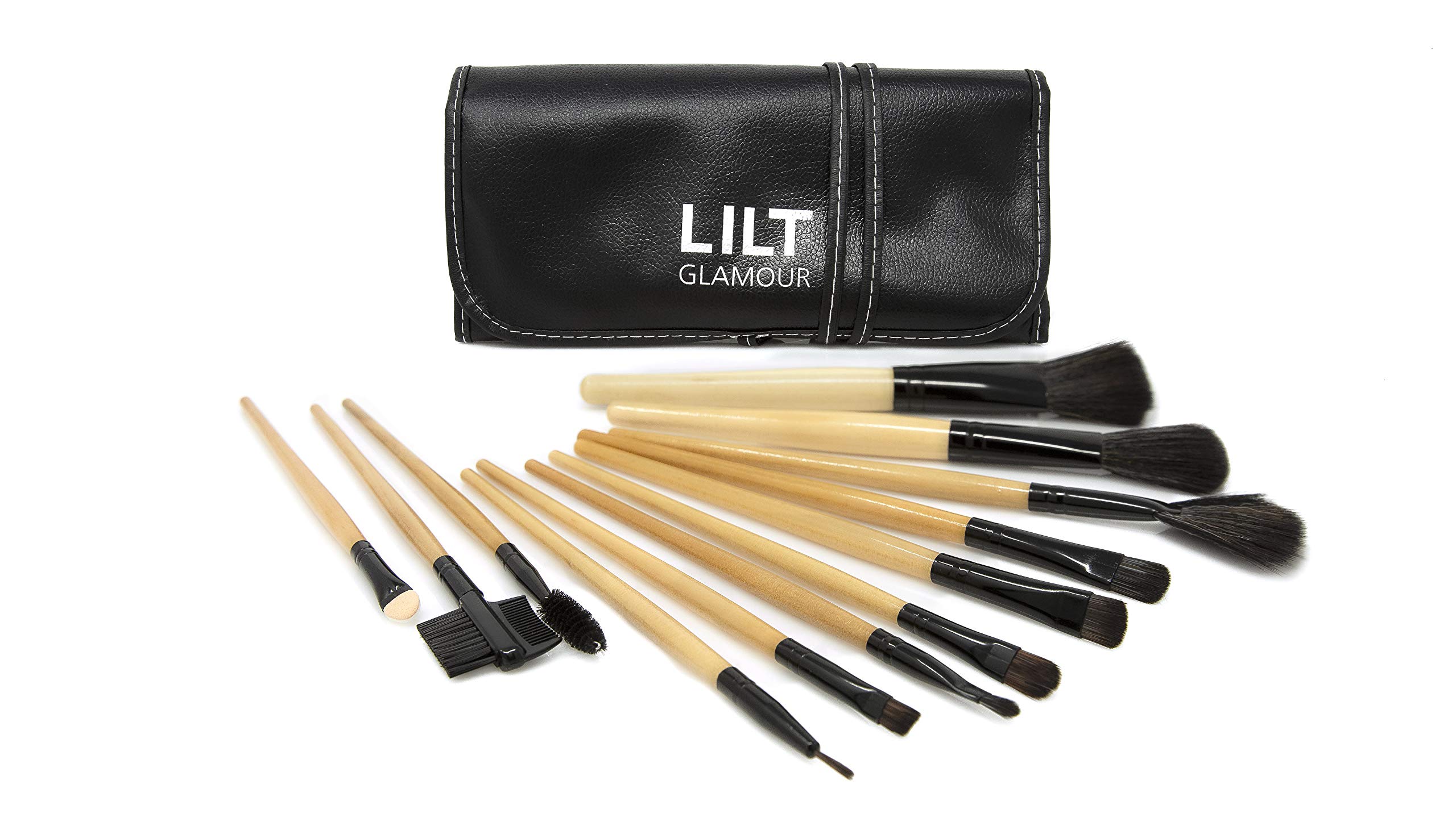 Lilt BeautyMakeup Brush Set with Blush Foundation Eyeshadow Concealer Liner Sponge Fan and Eyebrow – Apply Cream Liquid or Powder – 13 Pieces Make Up Kit