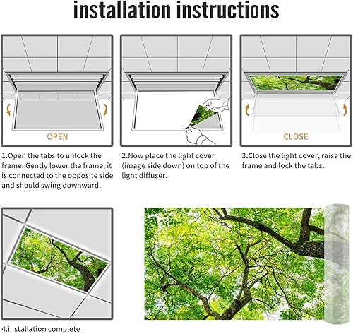 Miniatura 2 de Lorougei Cubiertas de luz fluorescente para la oficina del aula, filtros de luz, cubiertas de luz LED de techo - 2 pies x 4 pies de caída de techo