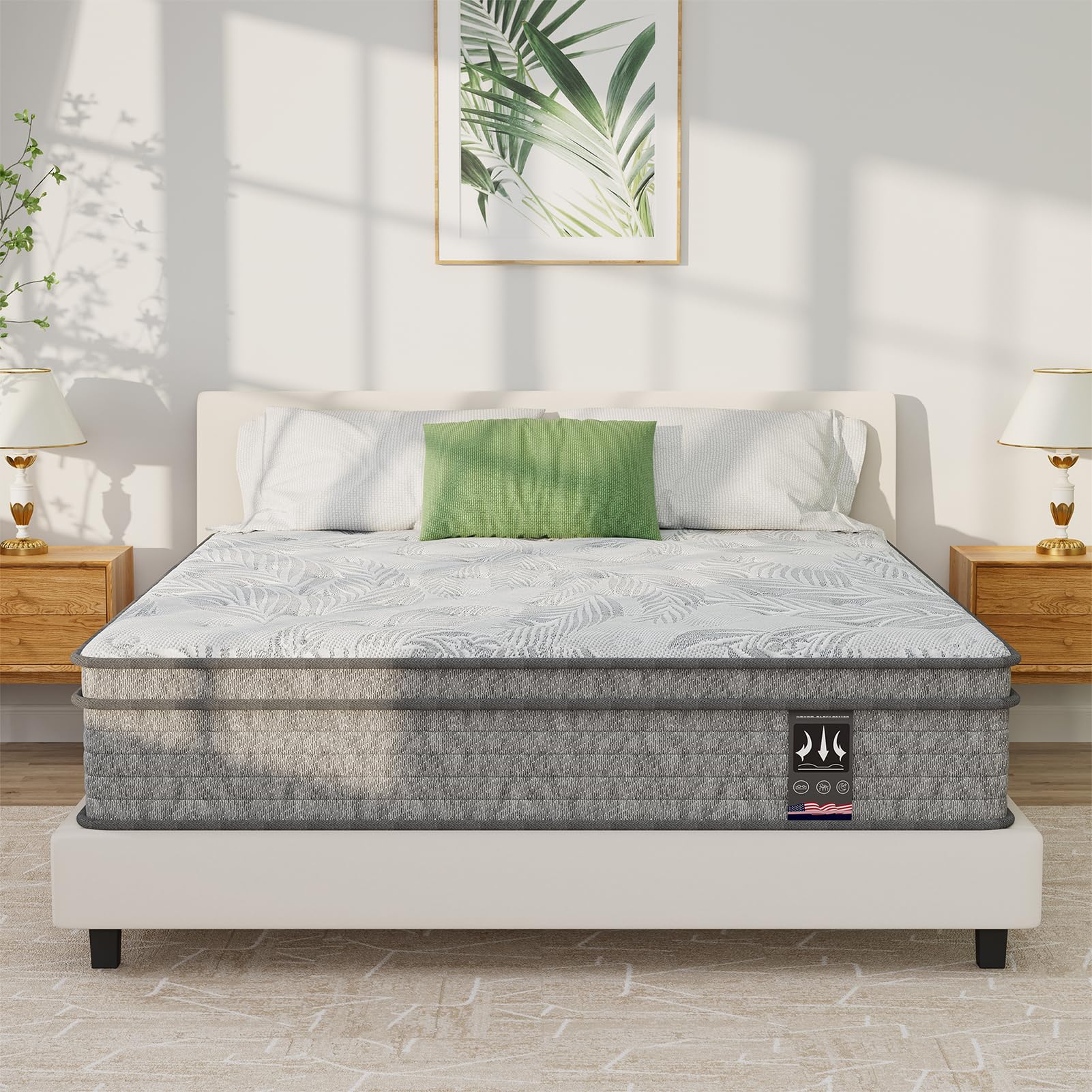 ZFHCBJ Twin XL Mattress 14 inch, Medium Firm Hybrid Mattresses with Gel Cooling Memory Foam and Pocket Springs, Twin XL Mattress in a Box, Pressure