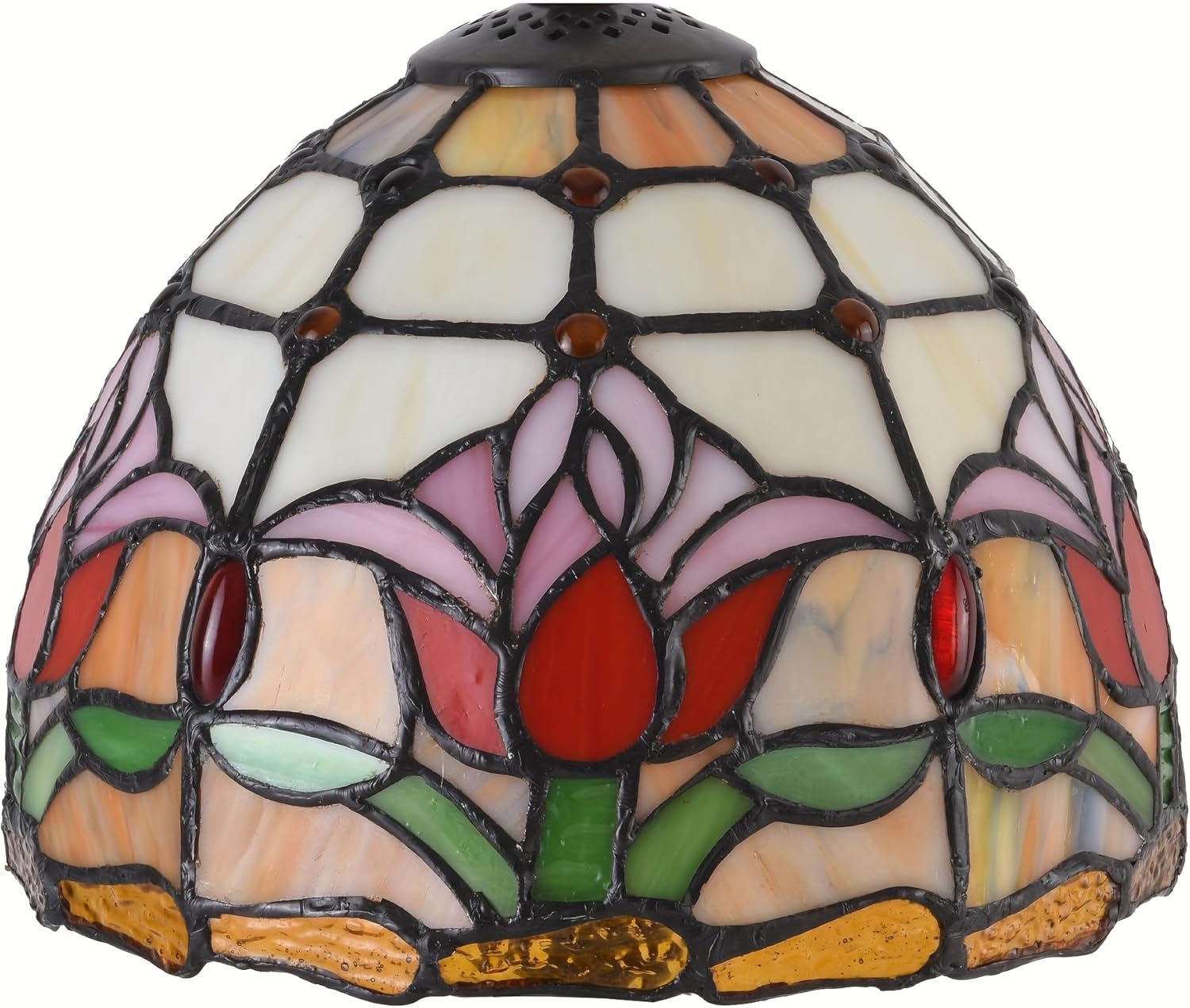 PAPAYA Tiffany Lampshade Replacement Only Stained Glass Style Lamp Shade 12 Inch at the Bottom, 0.4 Inch at the Top Fitter Opening for Table lamp Pendant Light (Tulip)