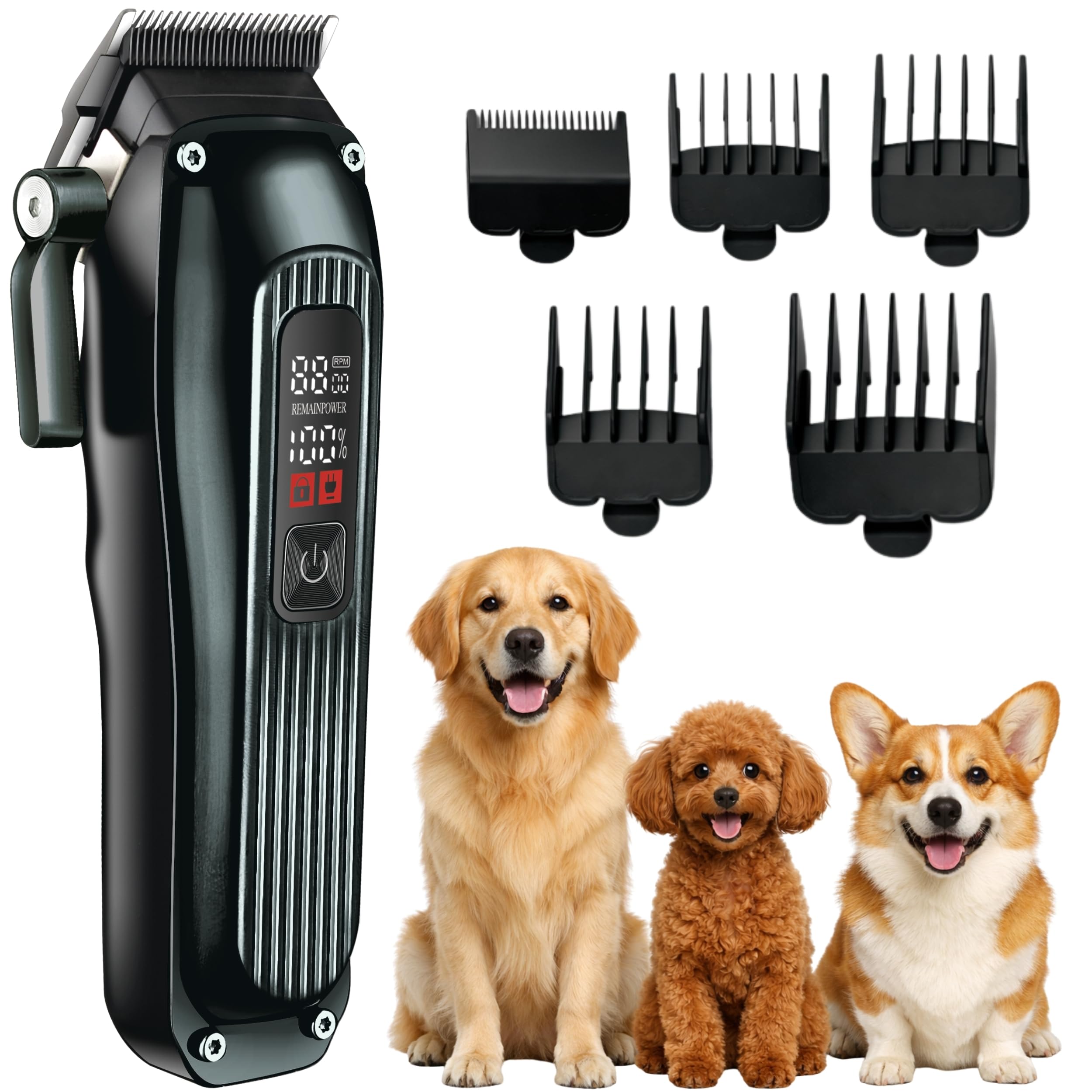 Alpenstern® Hundeschermaschine für dickes dichtes Fell - leise Profi Schermaschine für Hunde Fellpflege - Hundetrimmer Hunde-Haarschneidemaschine Hunderasierer Tierhaarschneider - 2