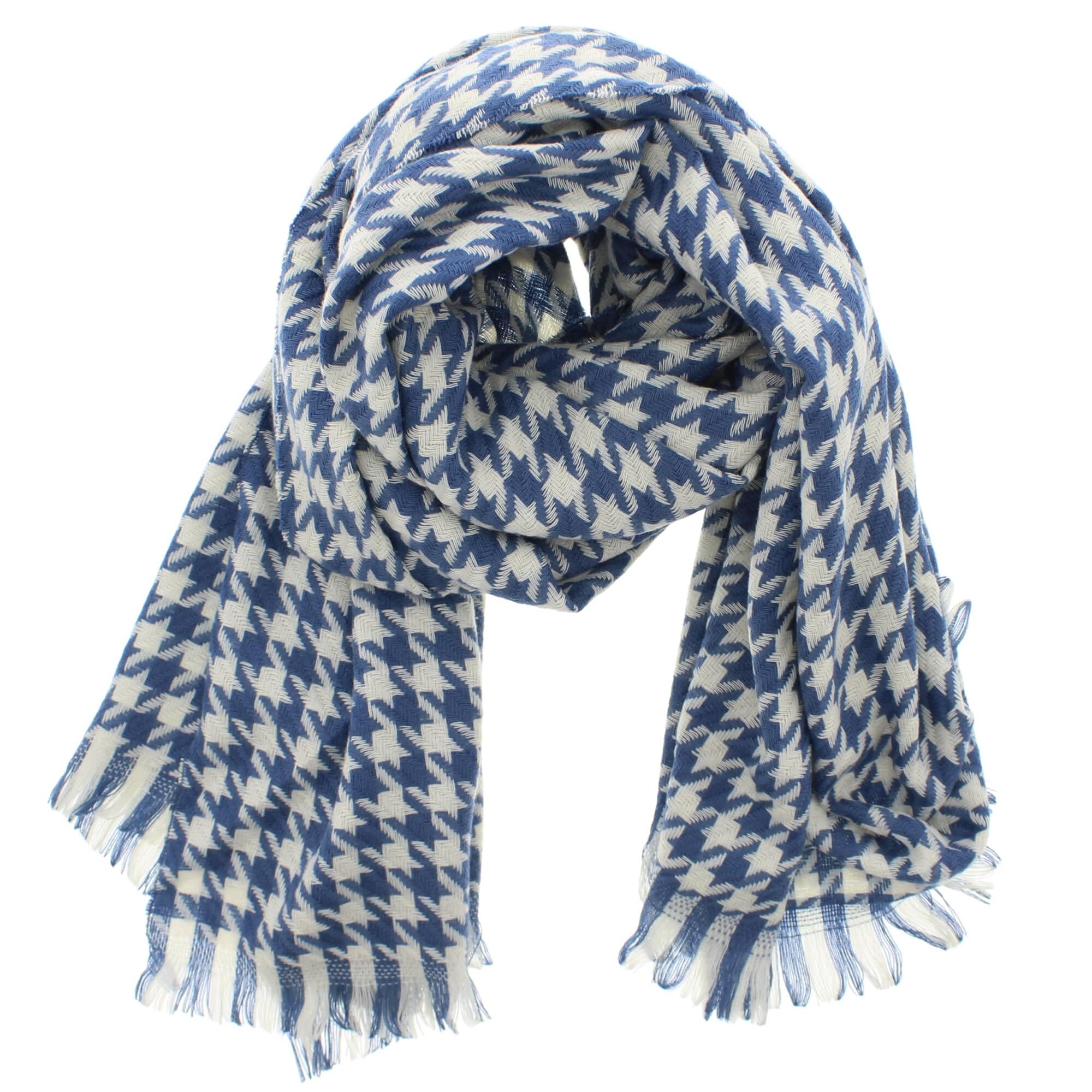 Zac's Alter Ego Soft Warm Thick Houndstooth Print Plaid Chequered Winter Scarf with Tassels