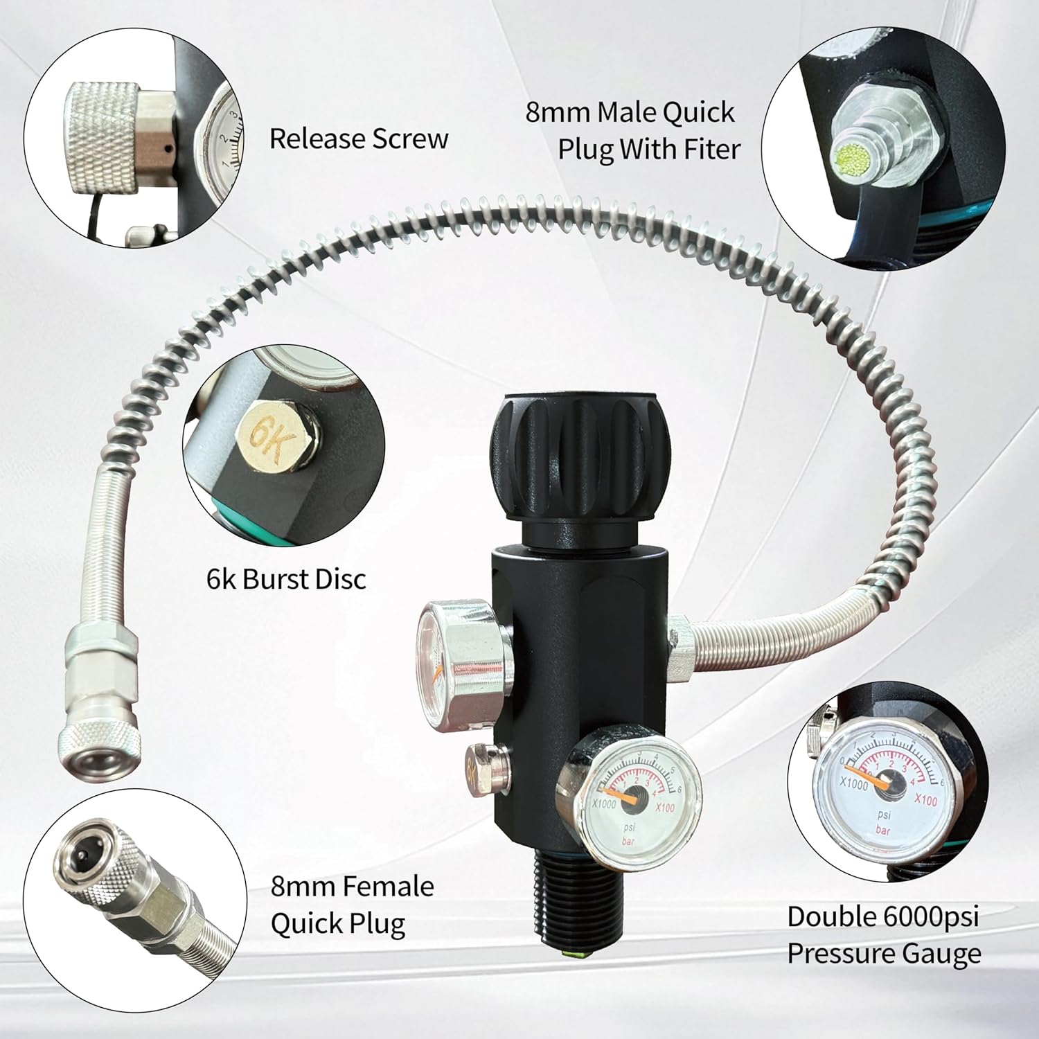 DOT 68ci 4500Psi カーボンファイバーペイントボールタンクシステム、ブラックPCPエアタンク、HPA Ttank ペイ